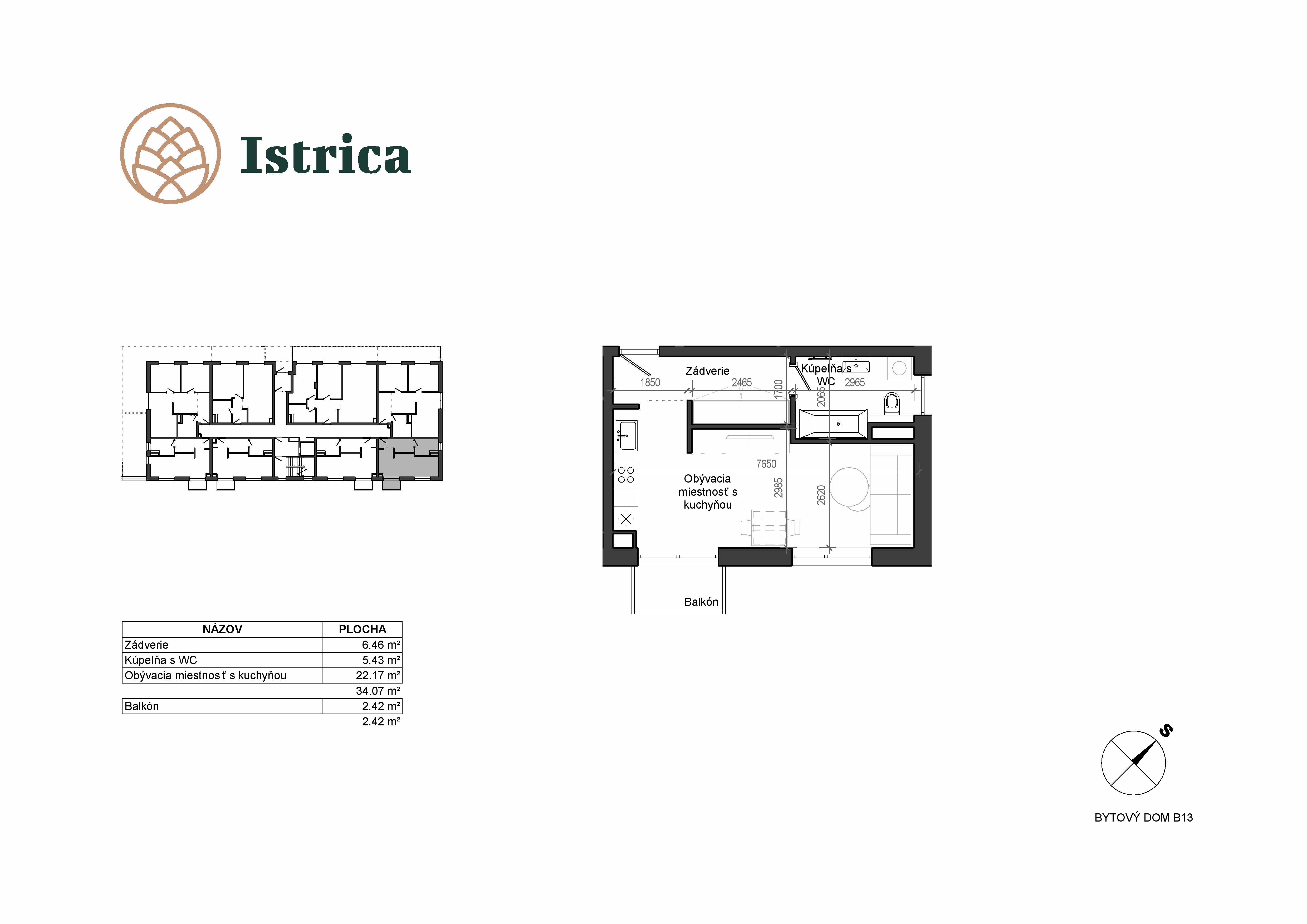 Istrica - B13 – 1G - Pôdorys