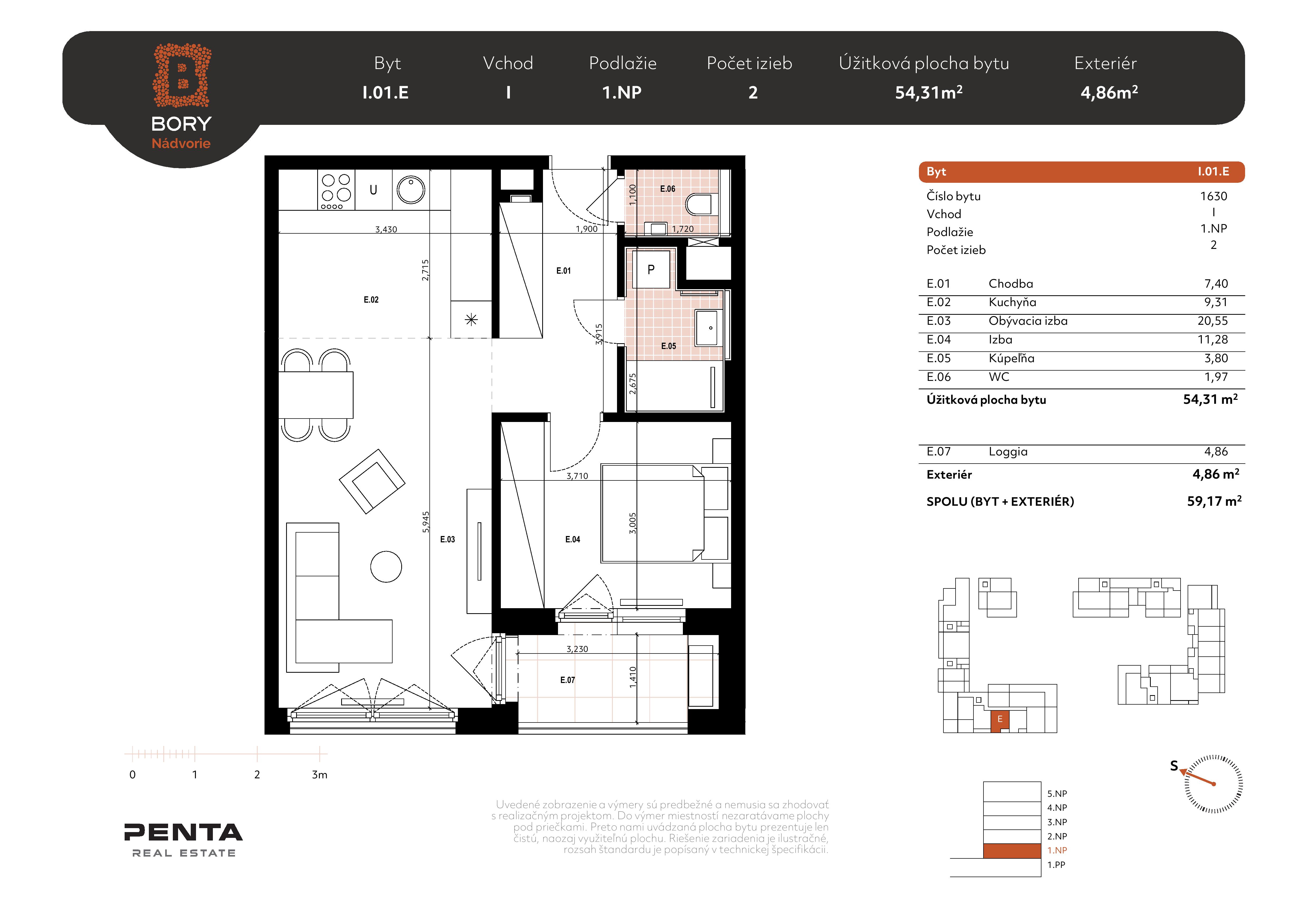 Bory - I.01.E - Pôdorys