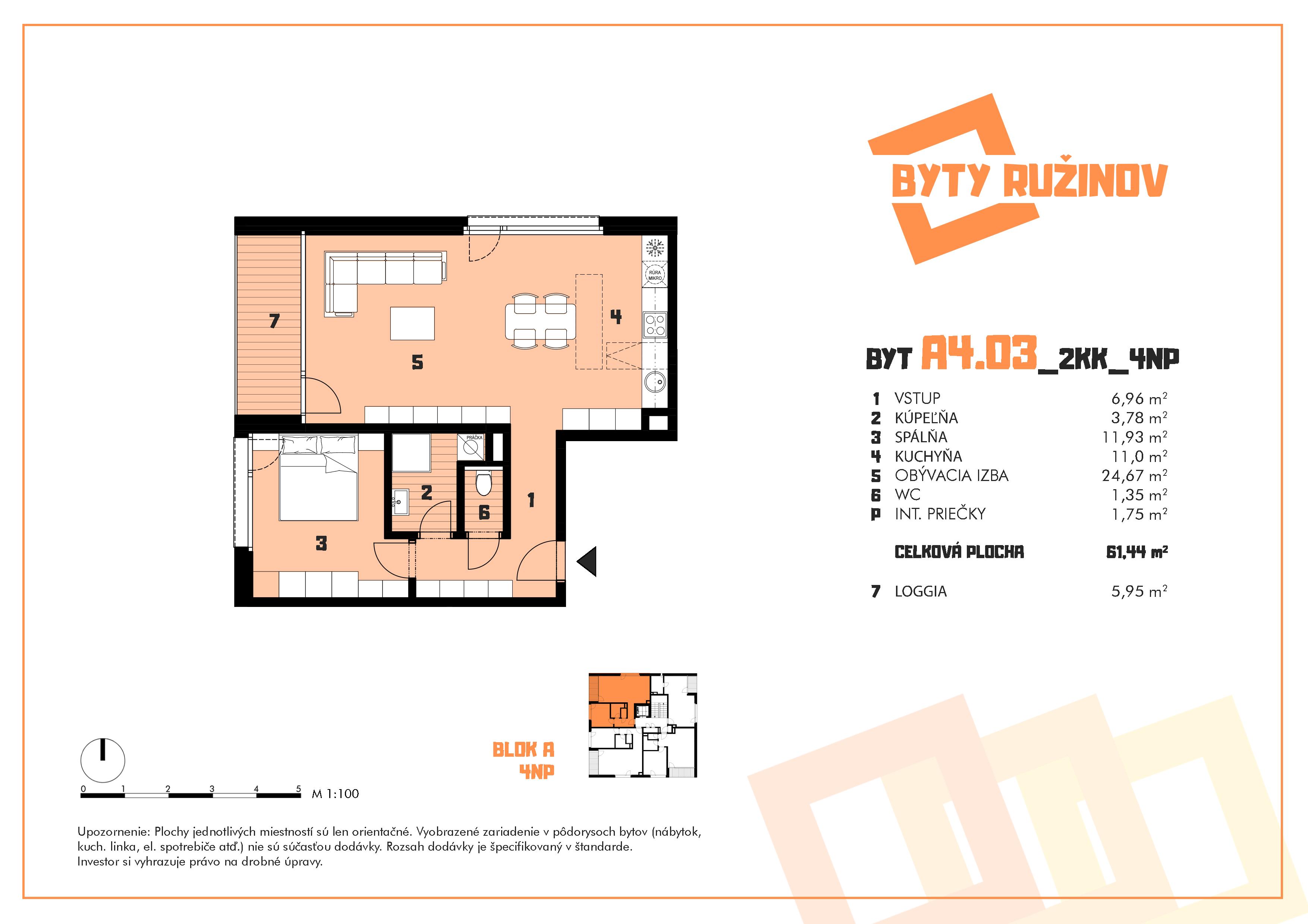 Byty Ružinov - A4.03 - Pôdorys