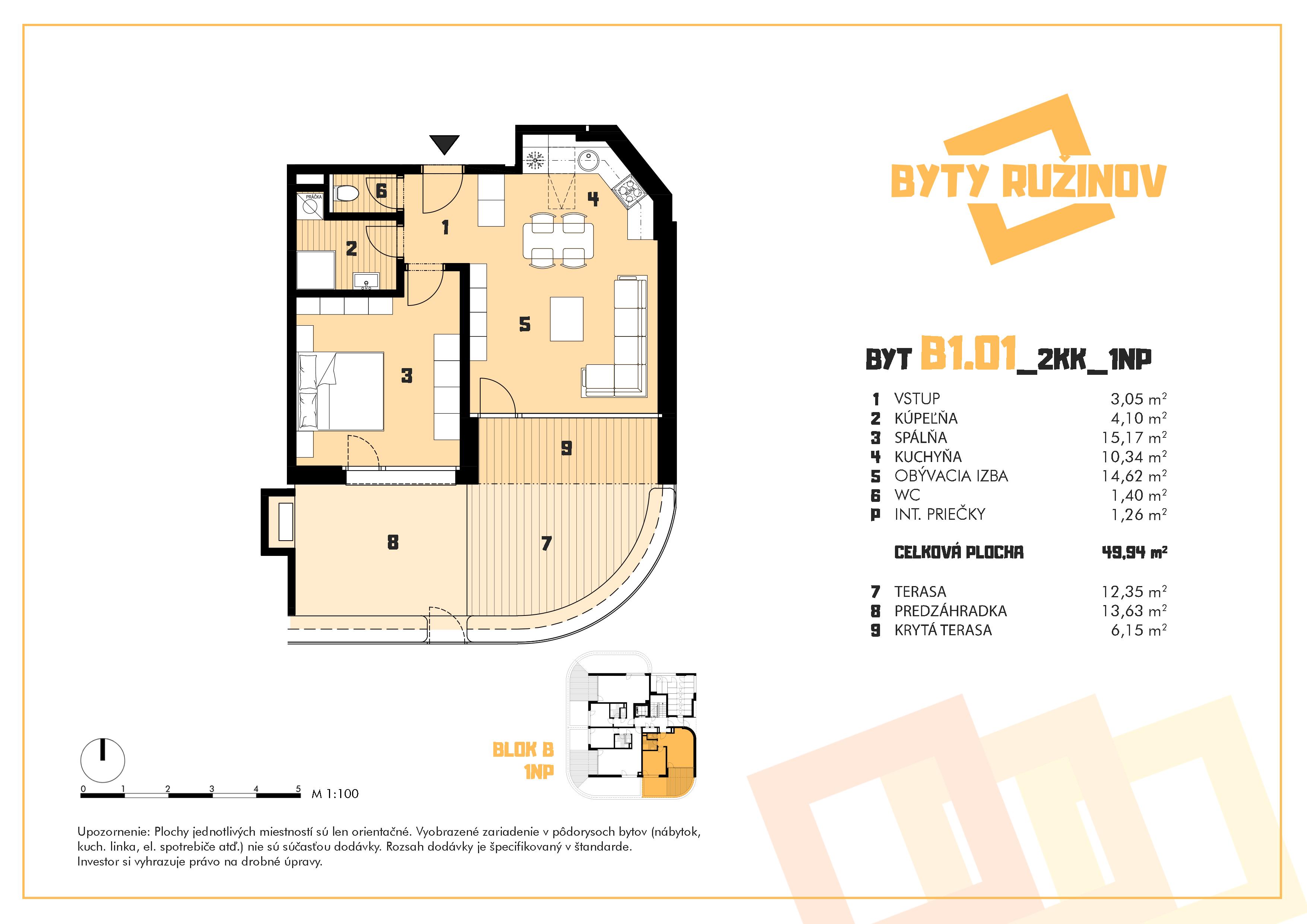 Byty Ružinov - B1.01 - Pôdorys