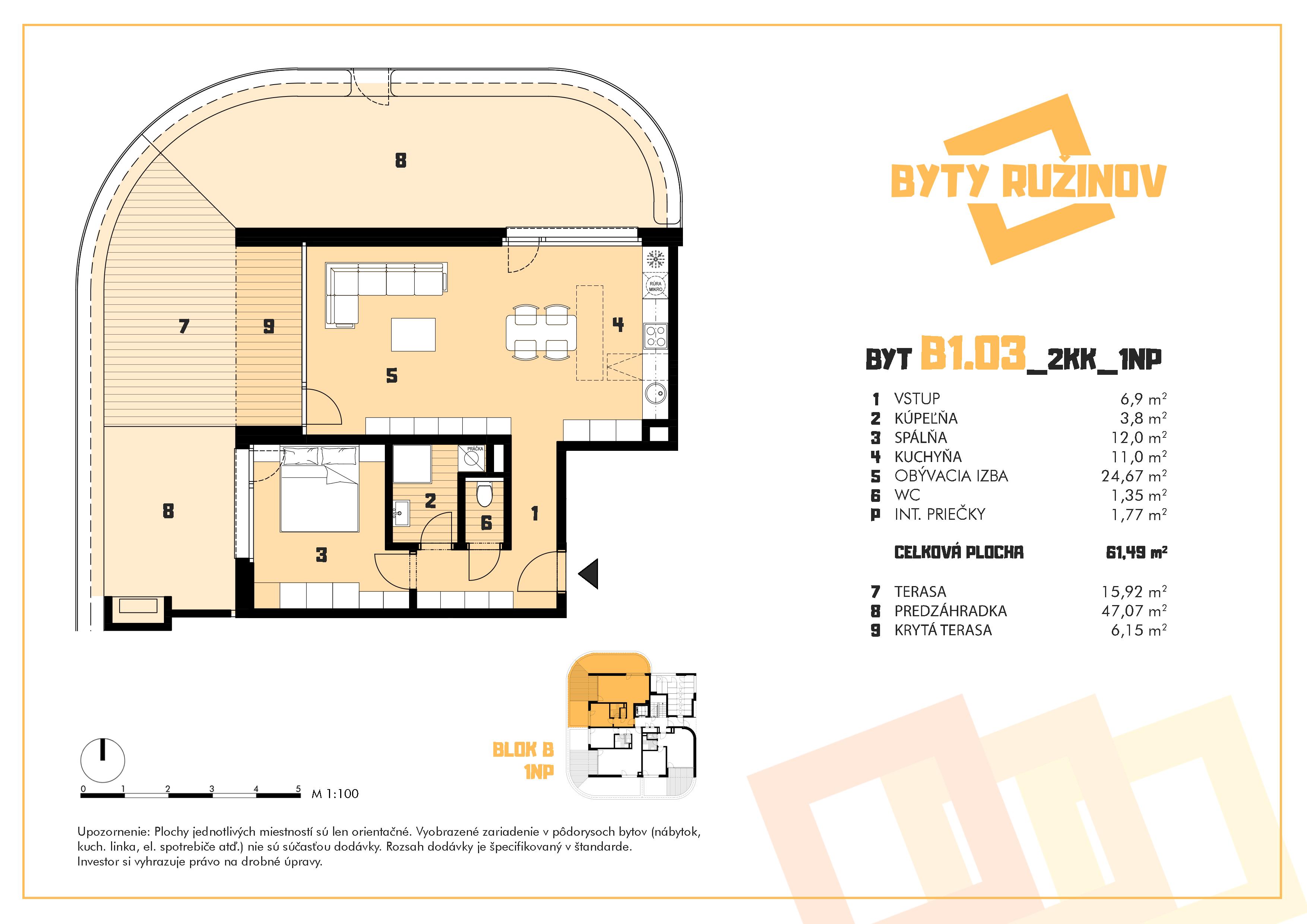Byty Ružinov - B1.03 - Pôdorys