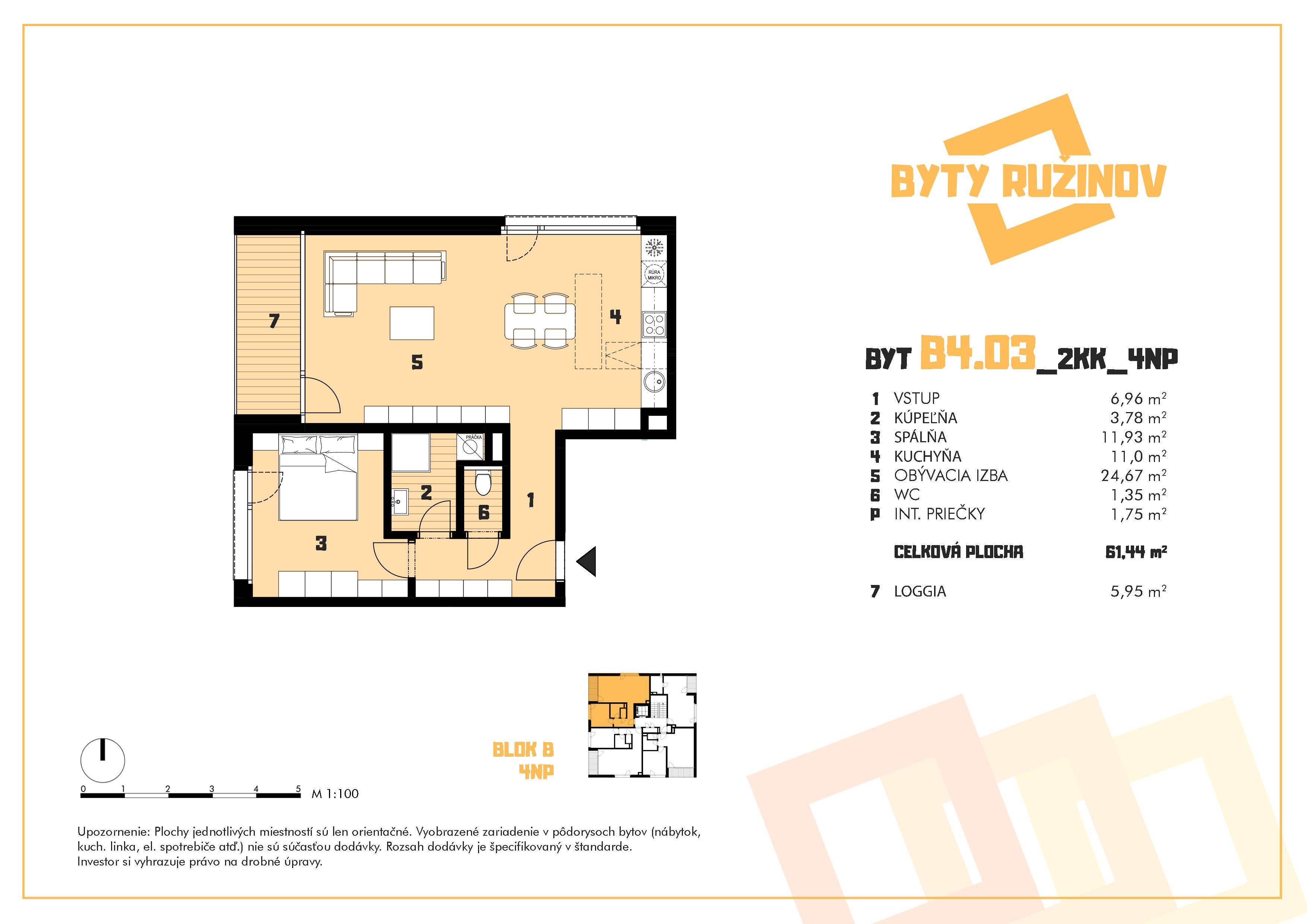 Byty Ružinov - B4.03 - Pôdorys
