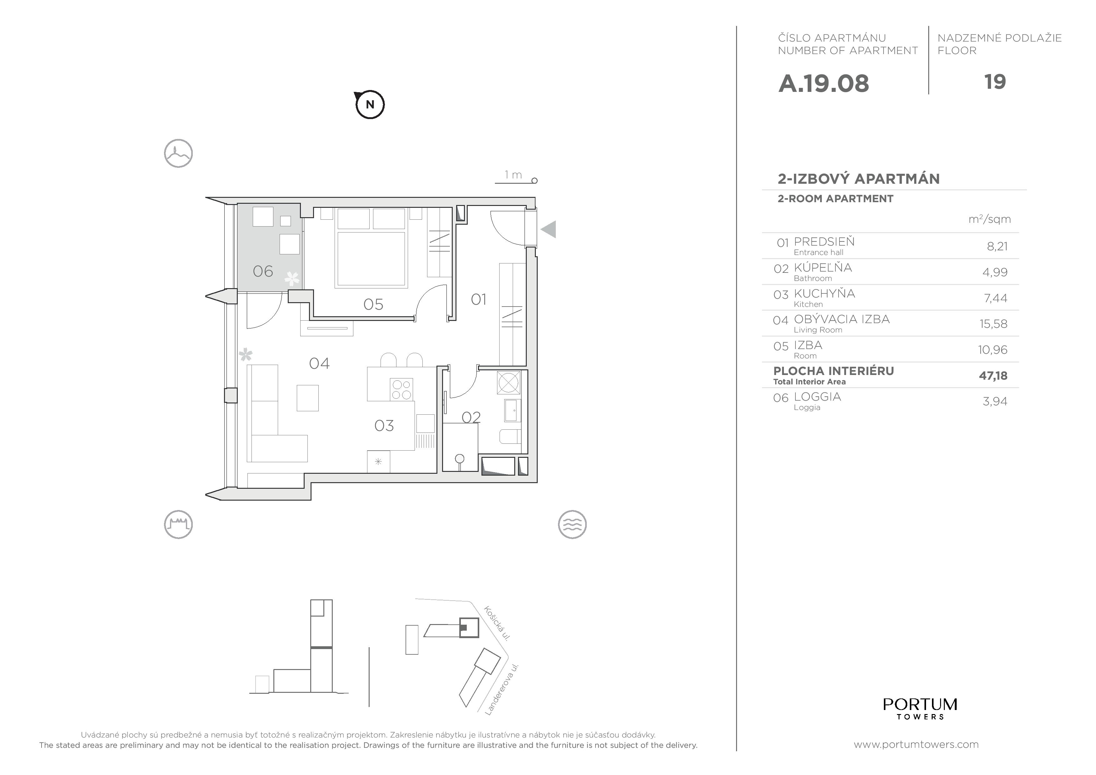 Portum Towers - A.19.08 - Pôdorys