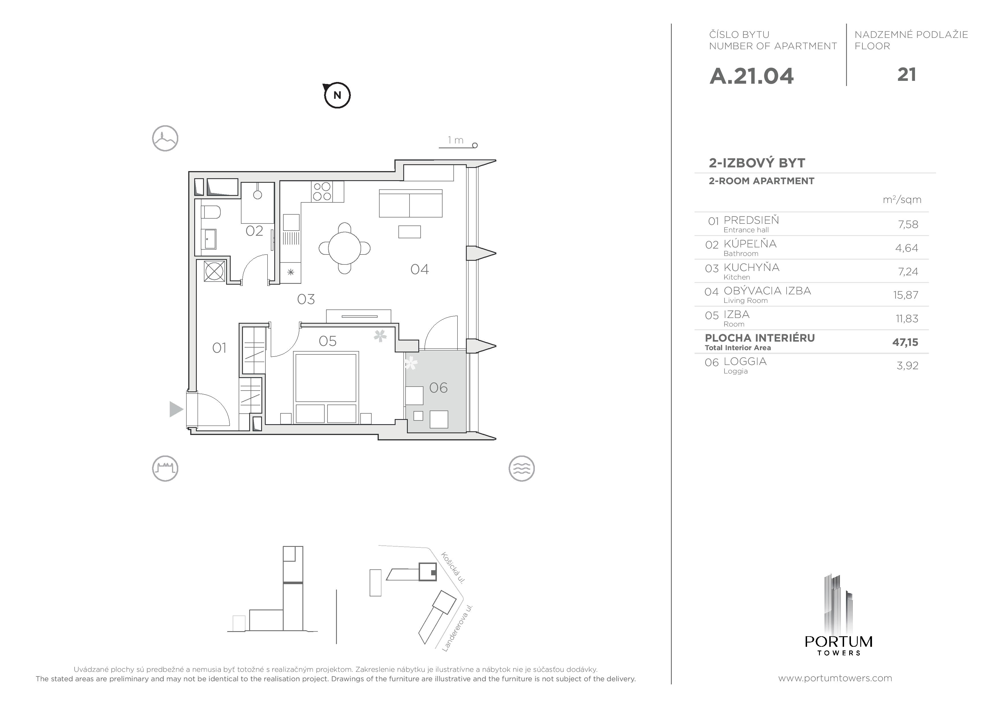 Portum Towers - A.21.04 - Pôdorys
