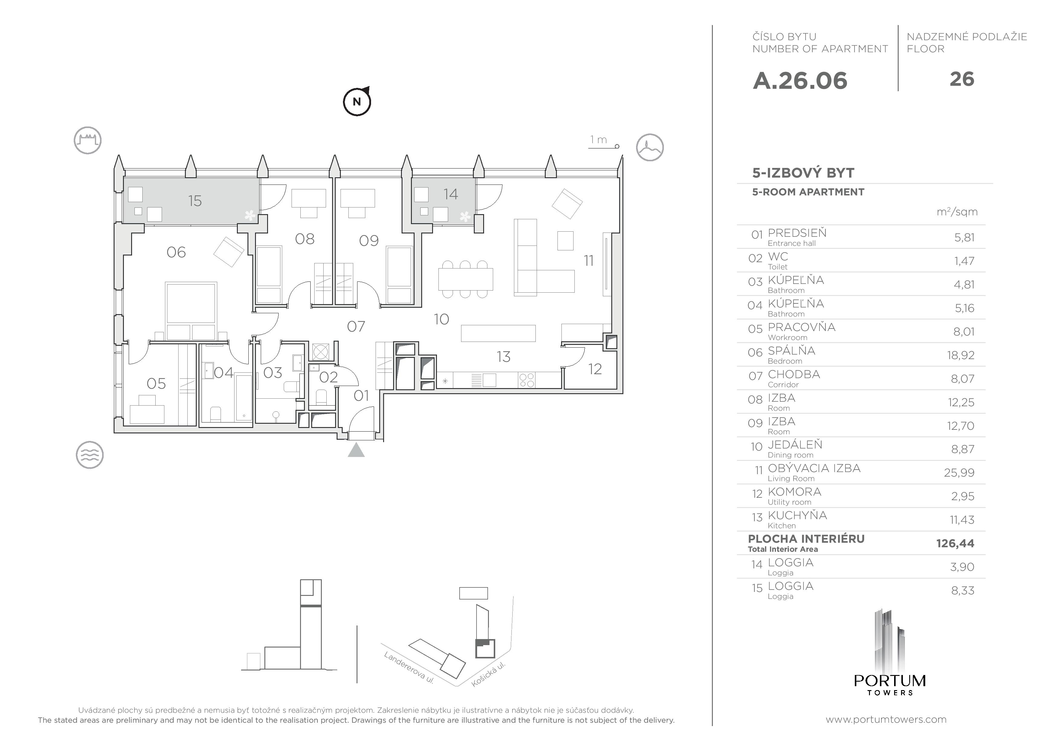 Portum Towers - A.26.06 - Pôdorys