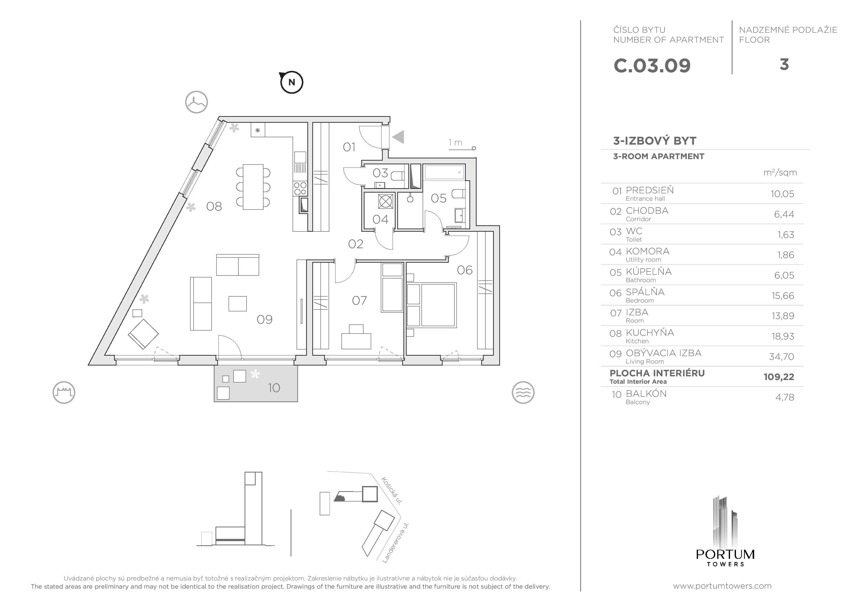 Portum Towers - C.03.09 - Pôdorys