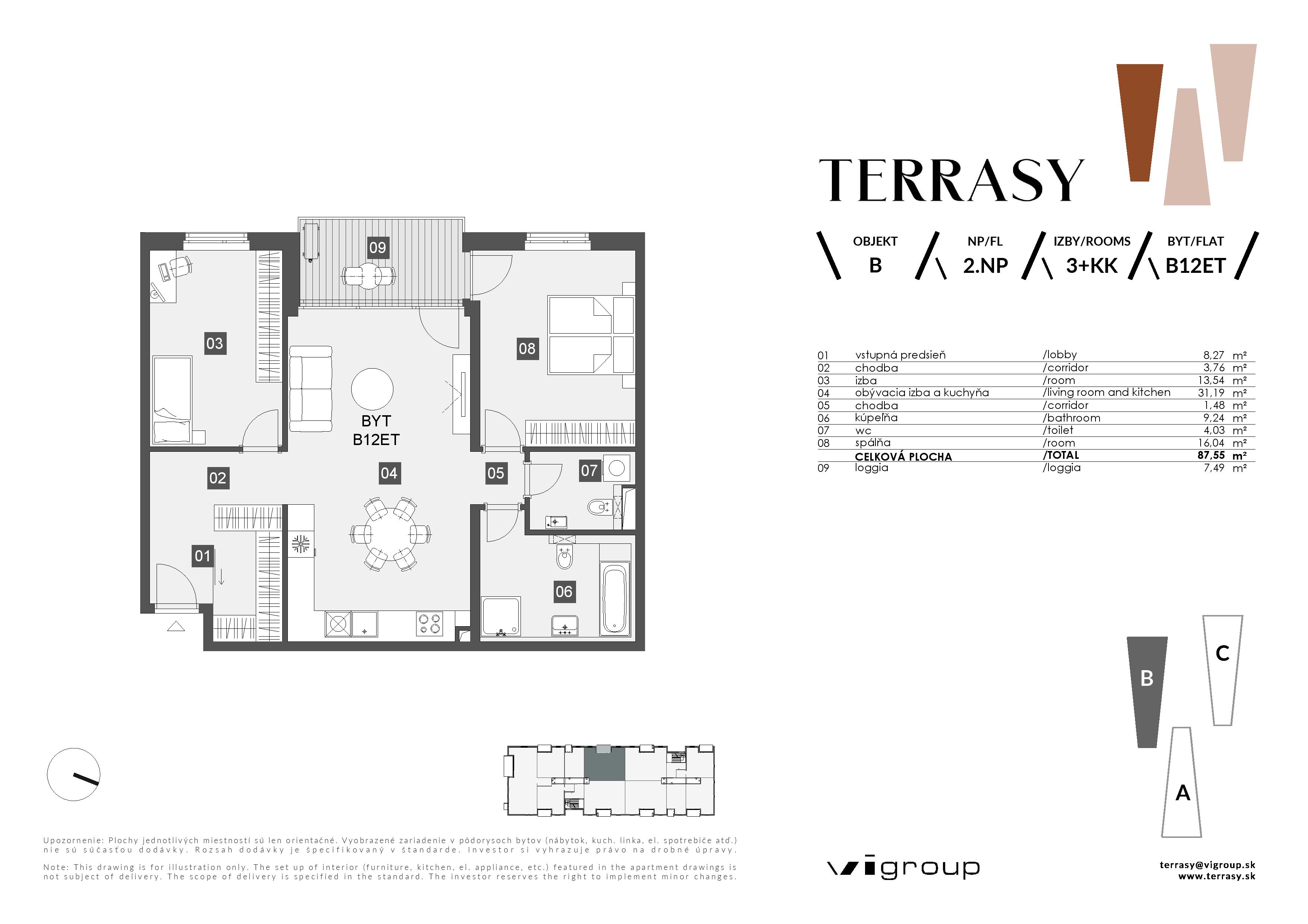 Terrasy - B12ET - Pôdorys