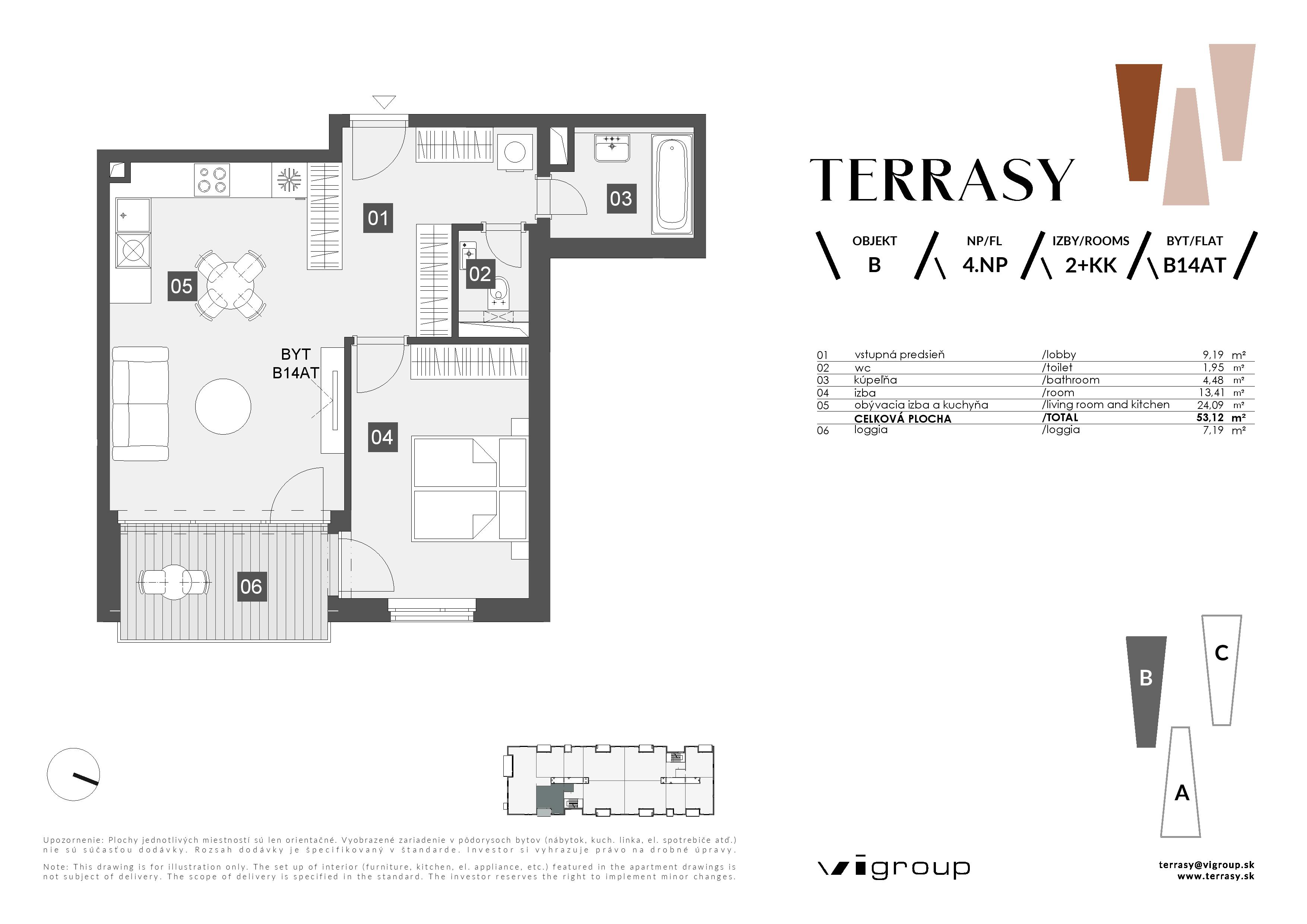 Terrasy - B14AT - Pôdorys