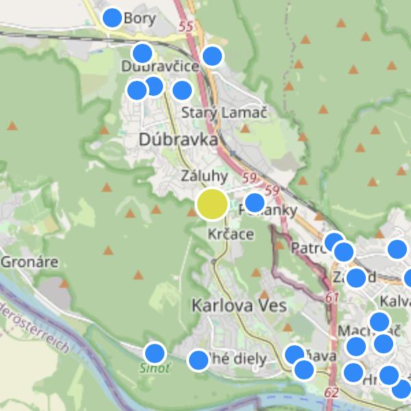 Zelené Záluhy - map