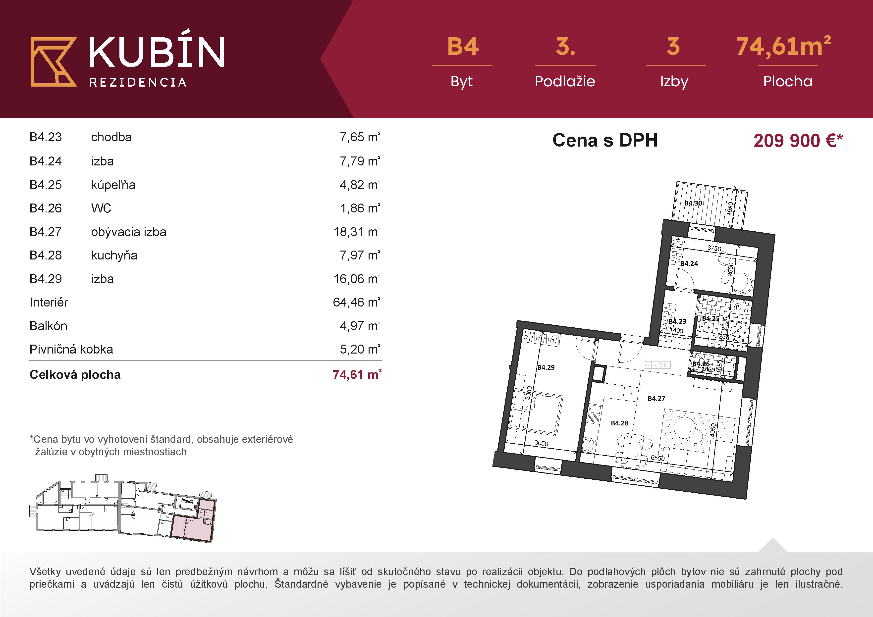 Rezidencia Kubín - B4 - Pôdorys
