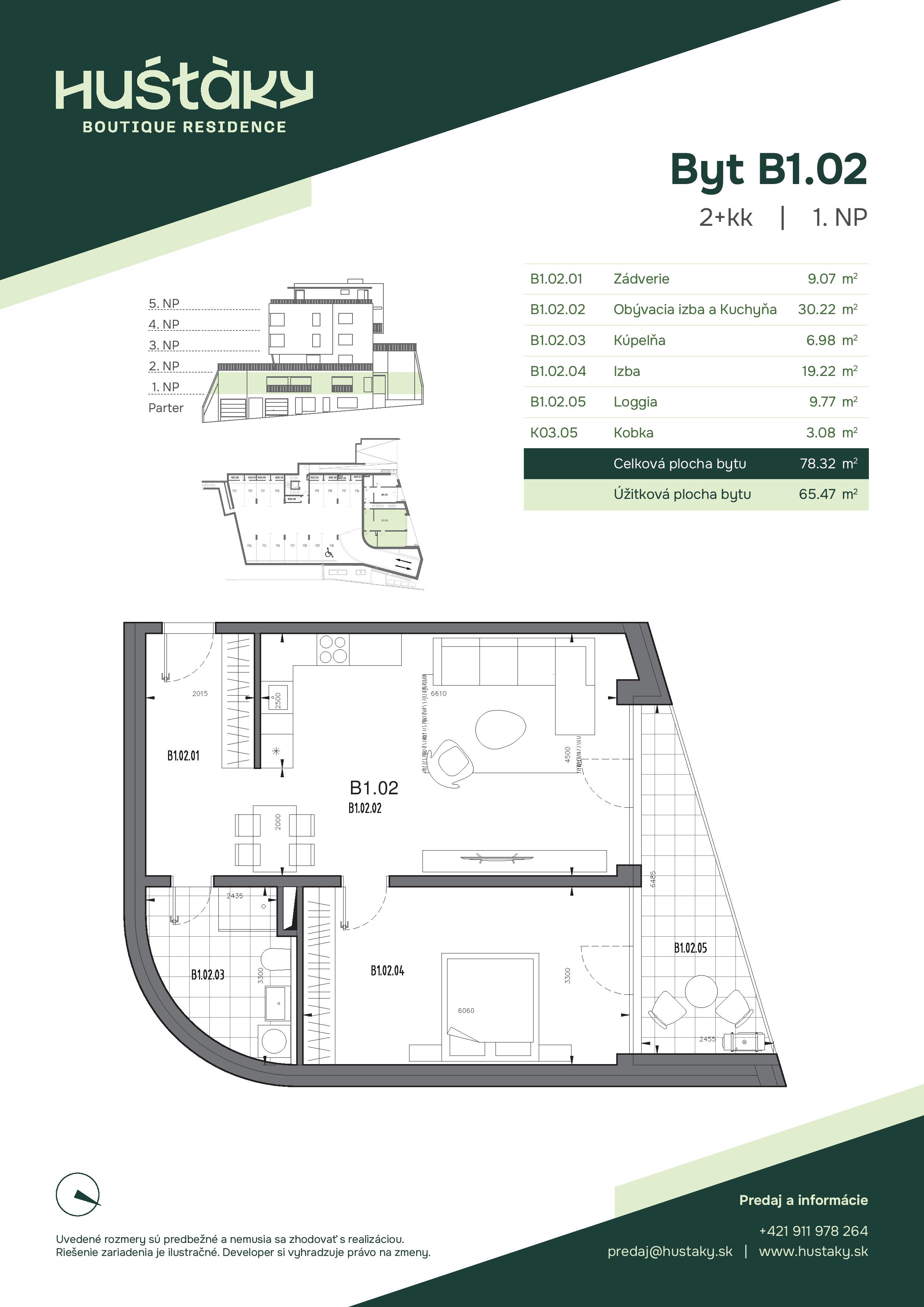 Huštáky Boutique residence - B1.02 - Pôdorys