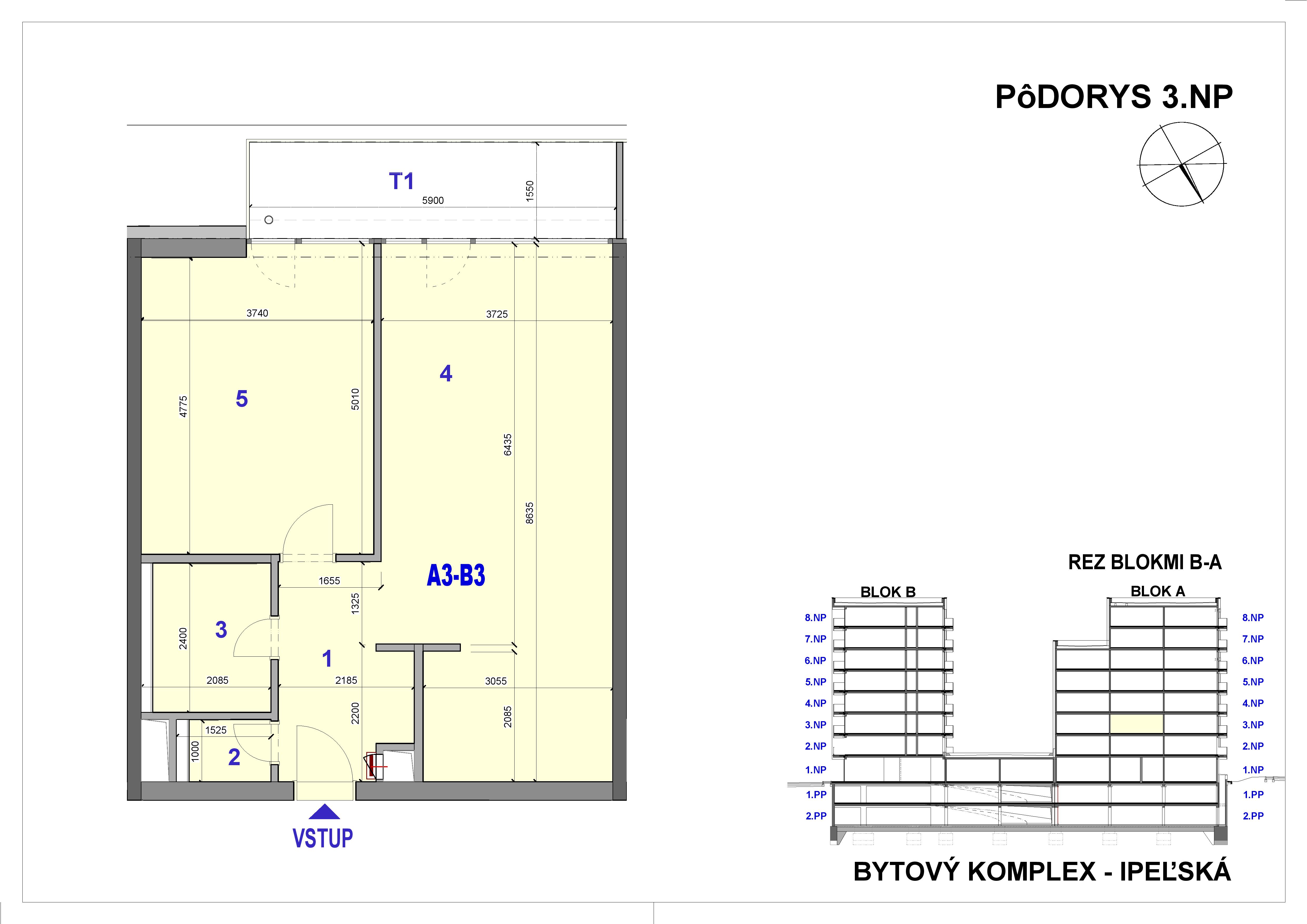 Ipeľská - A3-B3 - Pôdorys