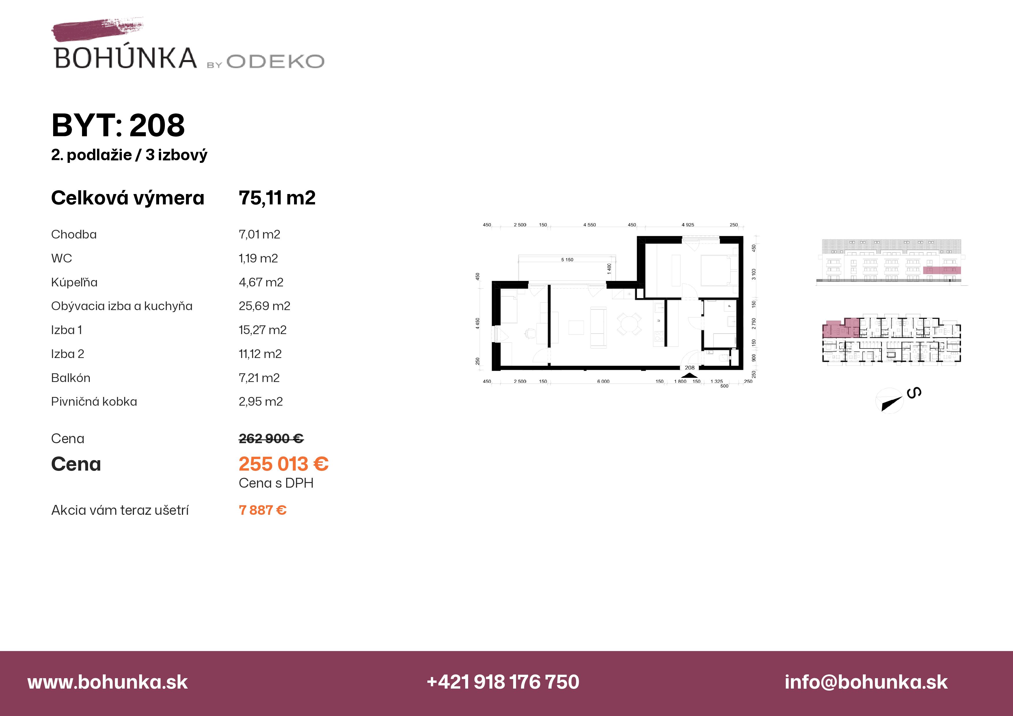 Bohúnka - 208 - Pôdorys