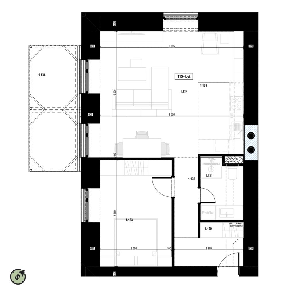 Tri háje - 115 - Pôdorys