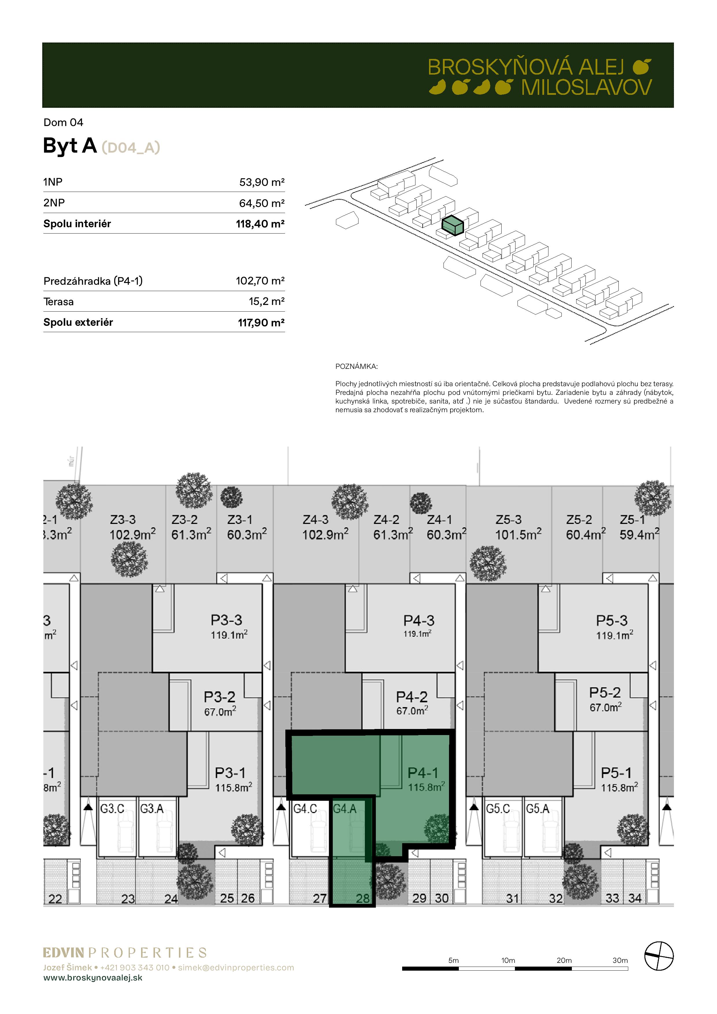 Broskyňová alej - A-4 - Pôdorys