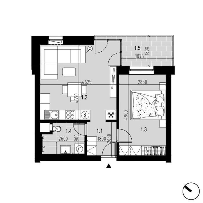 Hliny 1 - A1 - Pôdorys