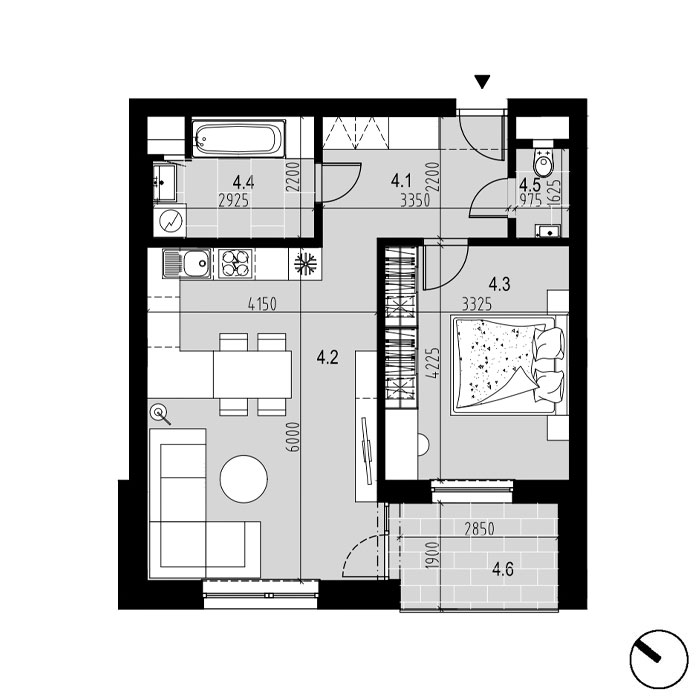 Hliny 1 - A4 - Pôdorys