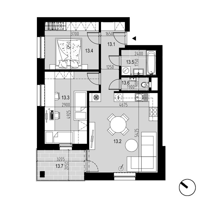 Hliny 1 - B13 - Pôdorys