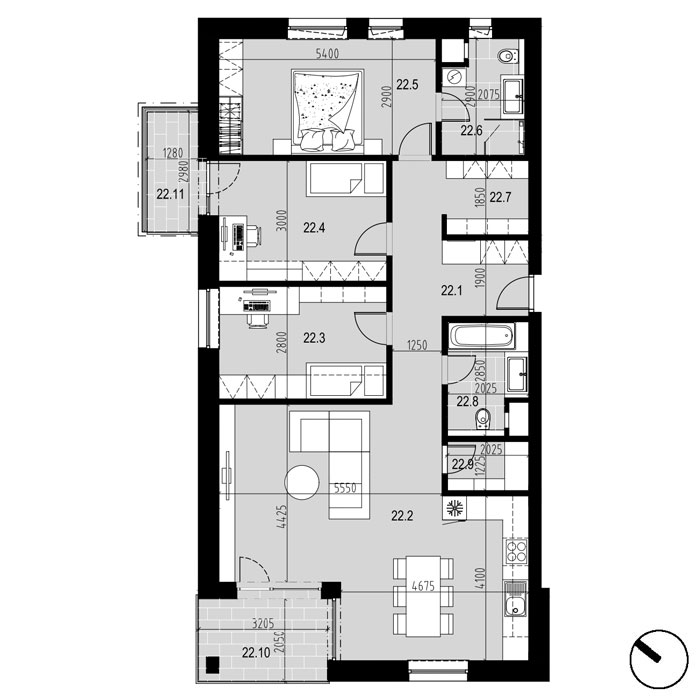 Hliny 1 - B22 - Pôdorys