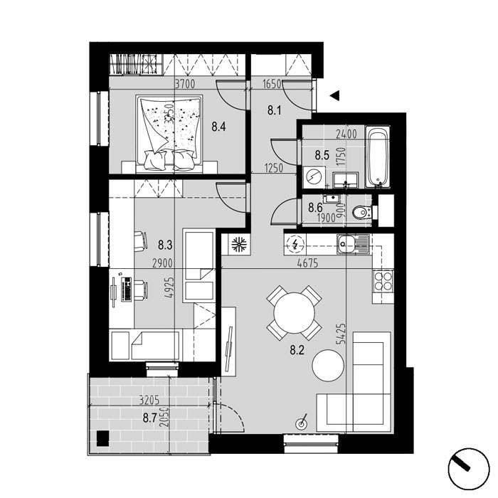 Hliny 1 - B8 - Pôdorys