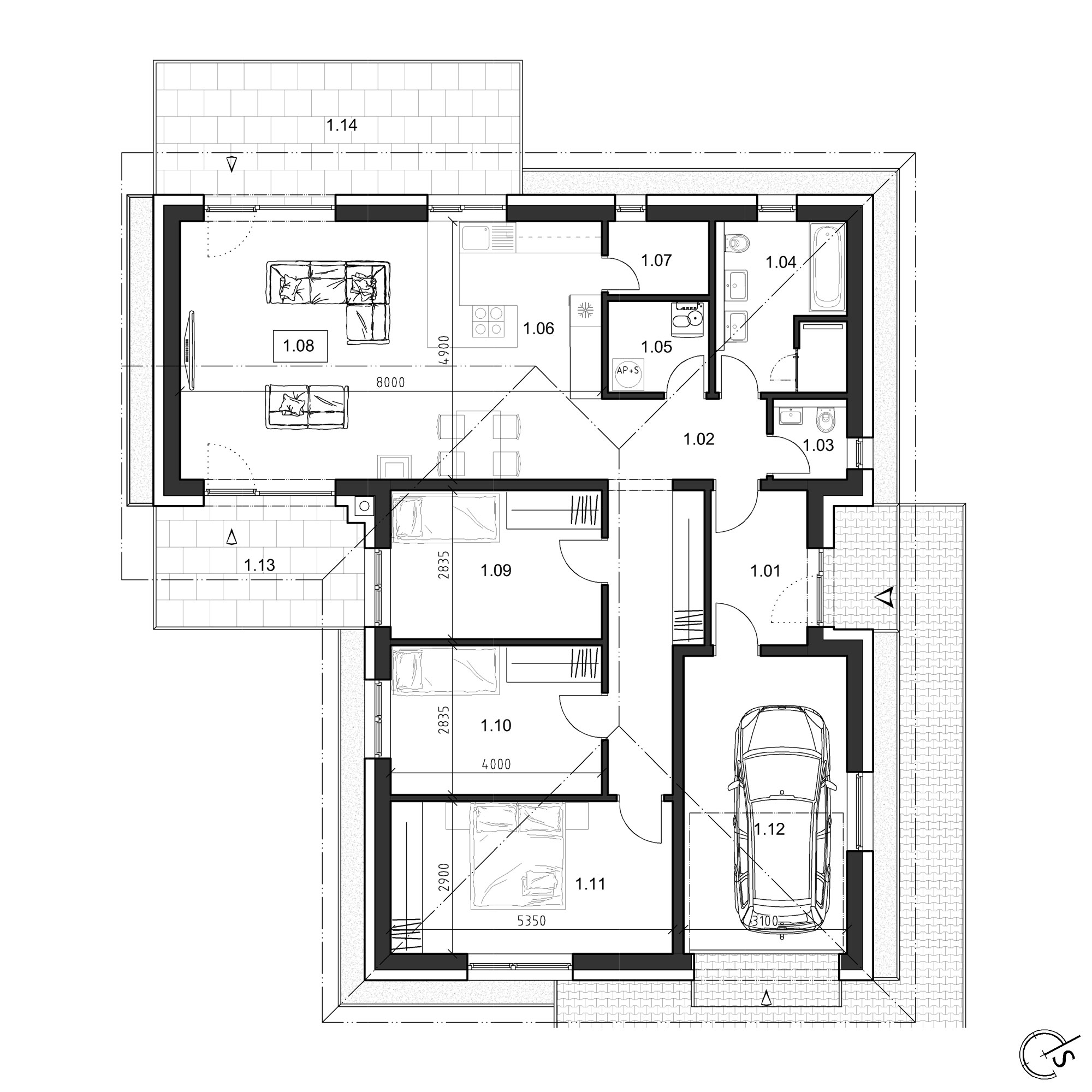 Hliny 1 - RD 104 - Pôdorys