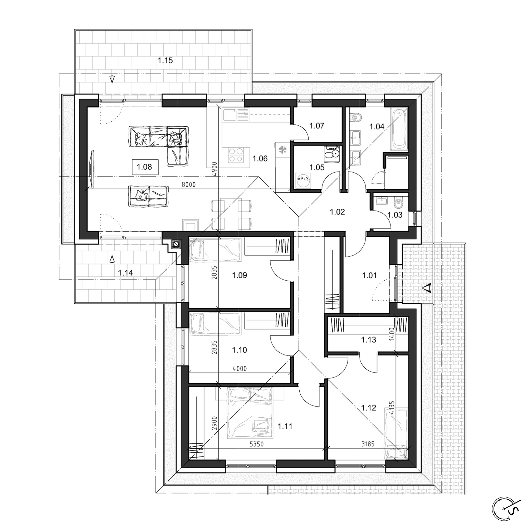 Hliny 1 - RD 110 - Pôdorys