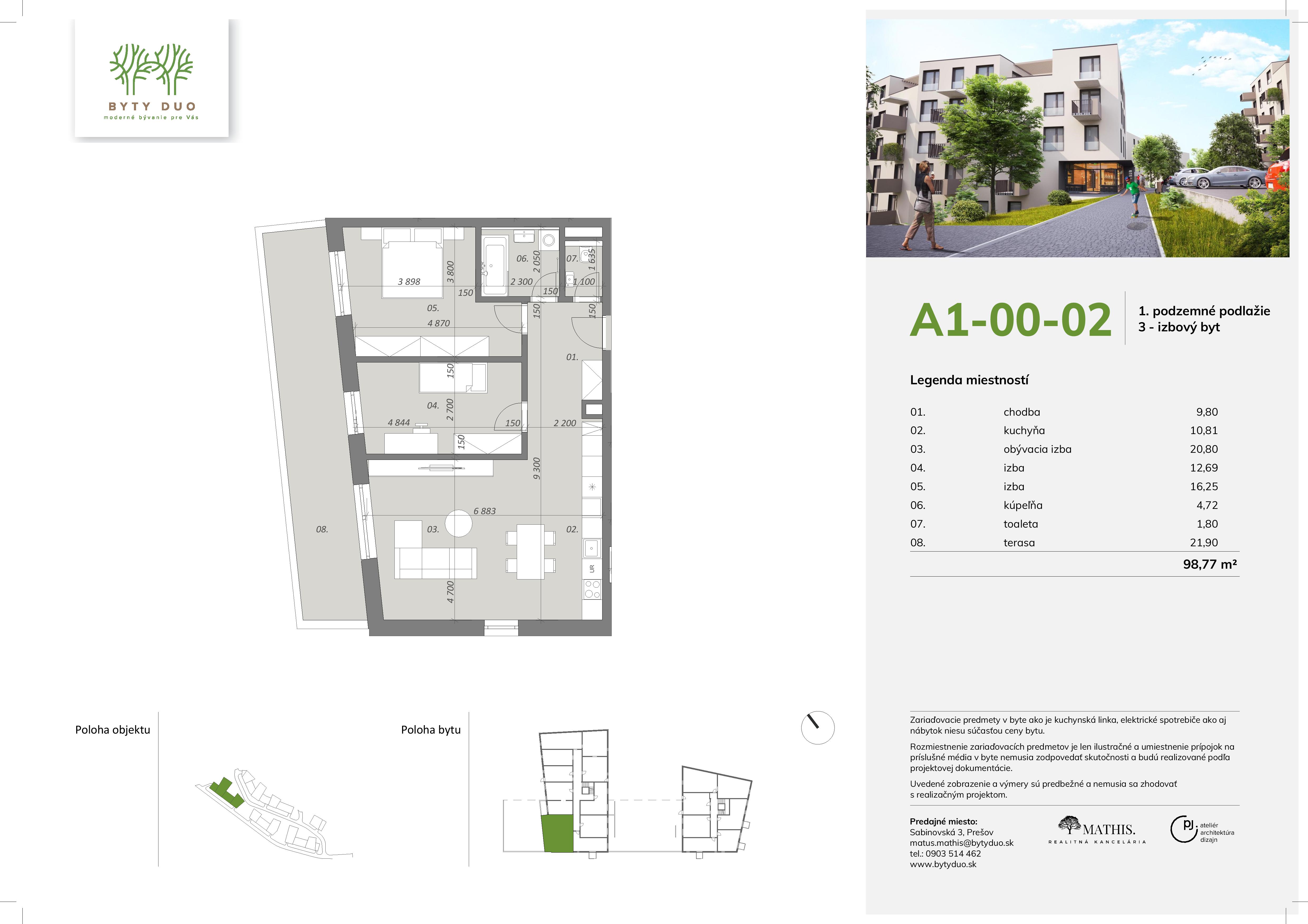 Byty Duo - A1-00-02 - Pôdorys