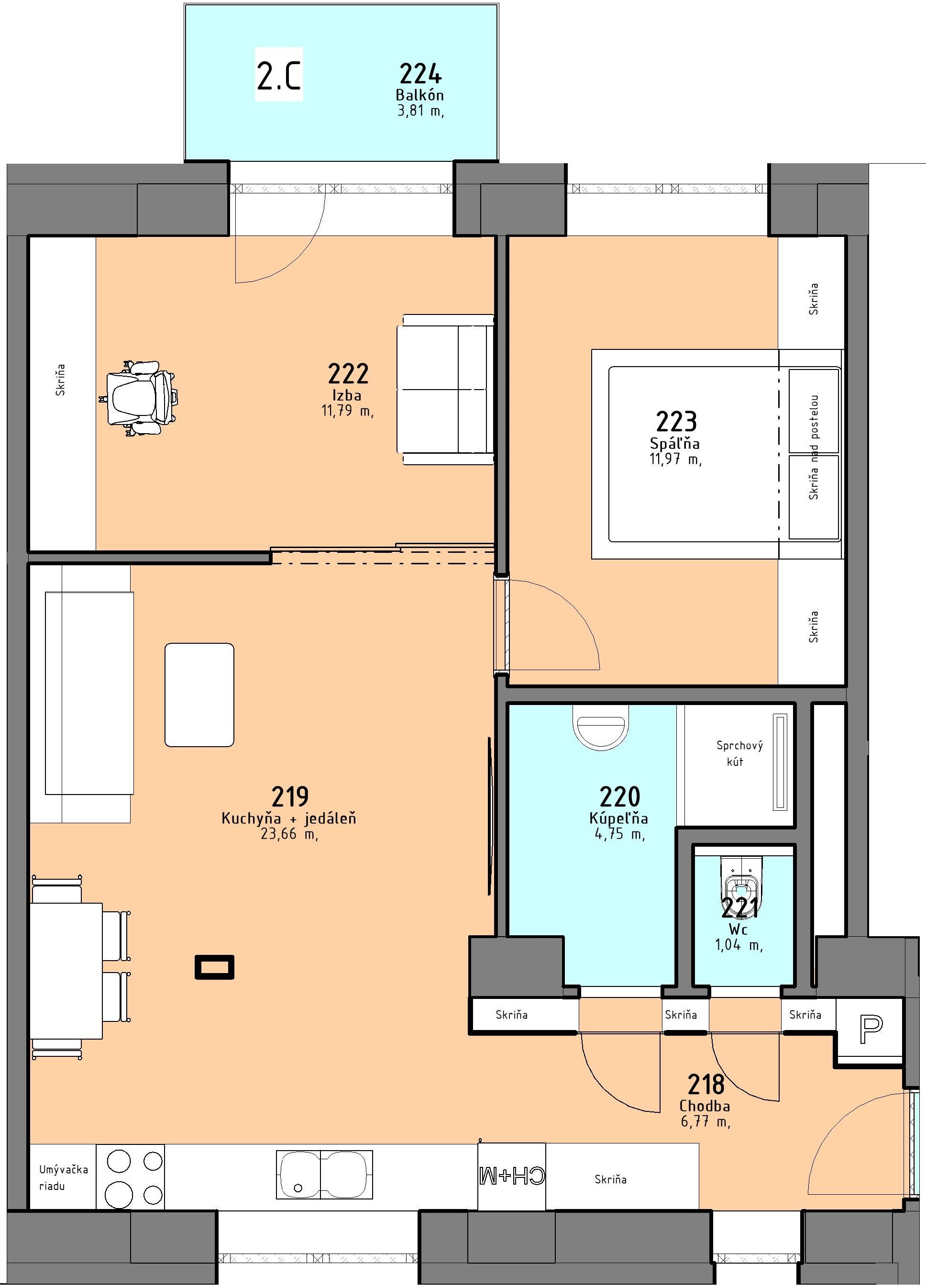 Rezidencia PARK - 2.C - Pôdorys