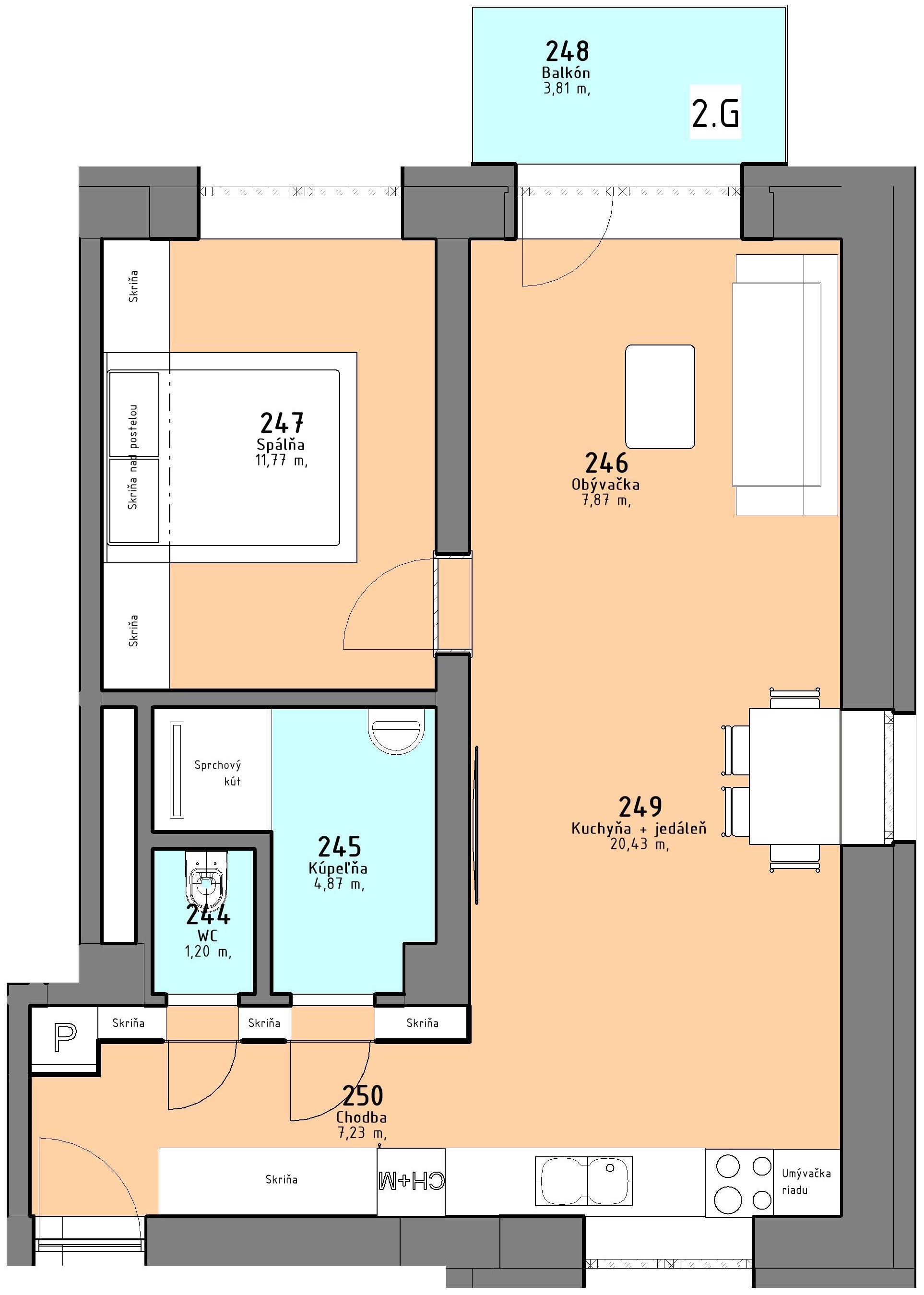 Rezidencia PARK - 2.G - Pôdorys