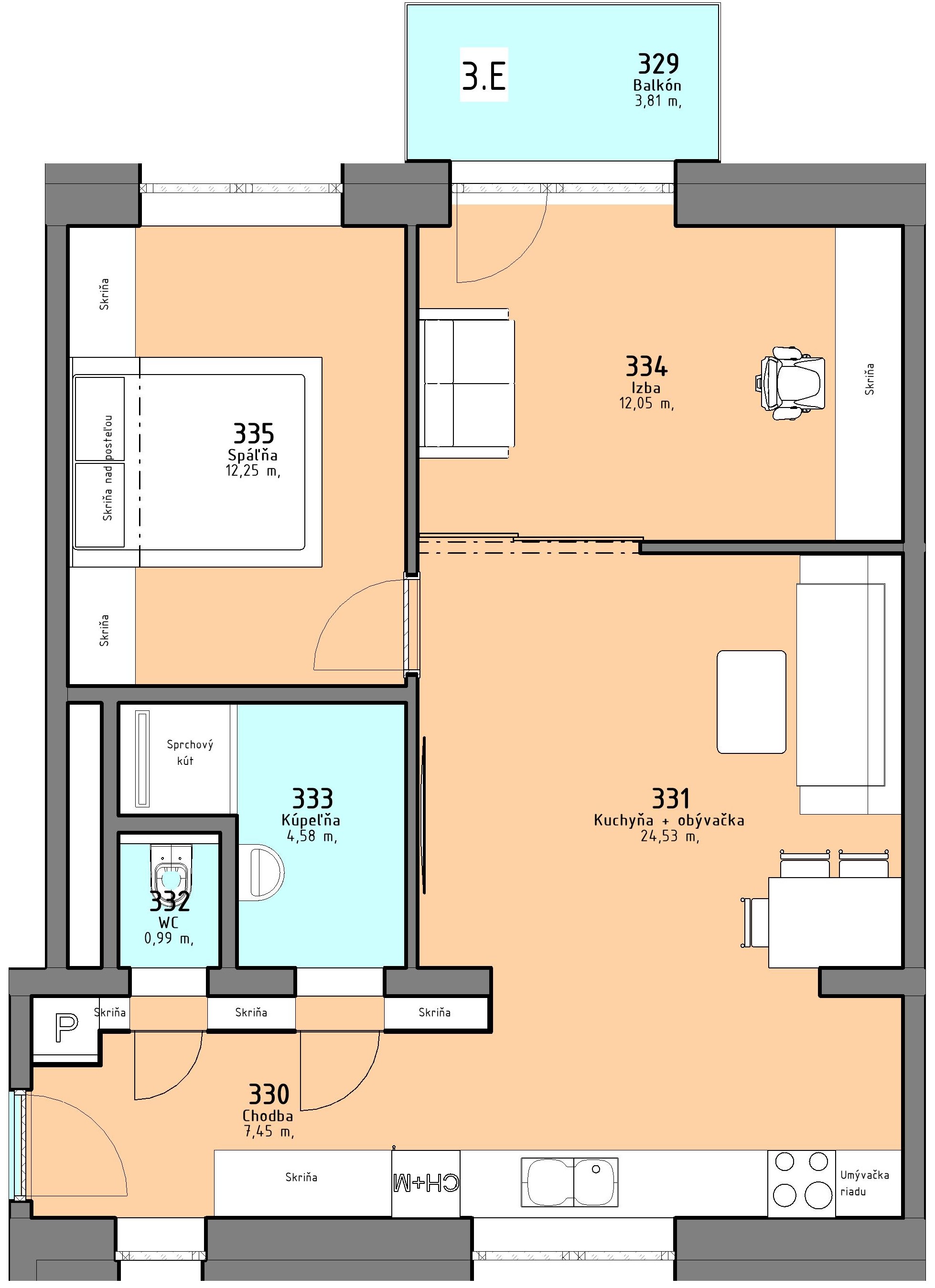 Rezidencia PARK - 3.E - Pôdorys
