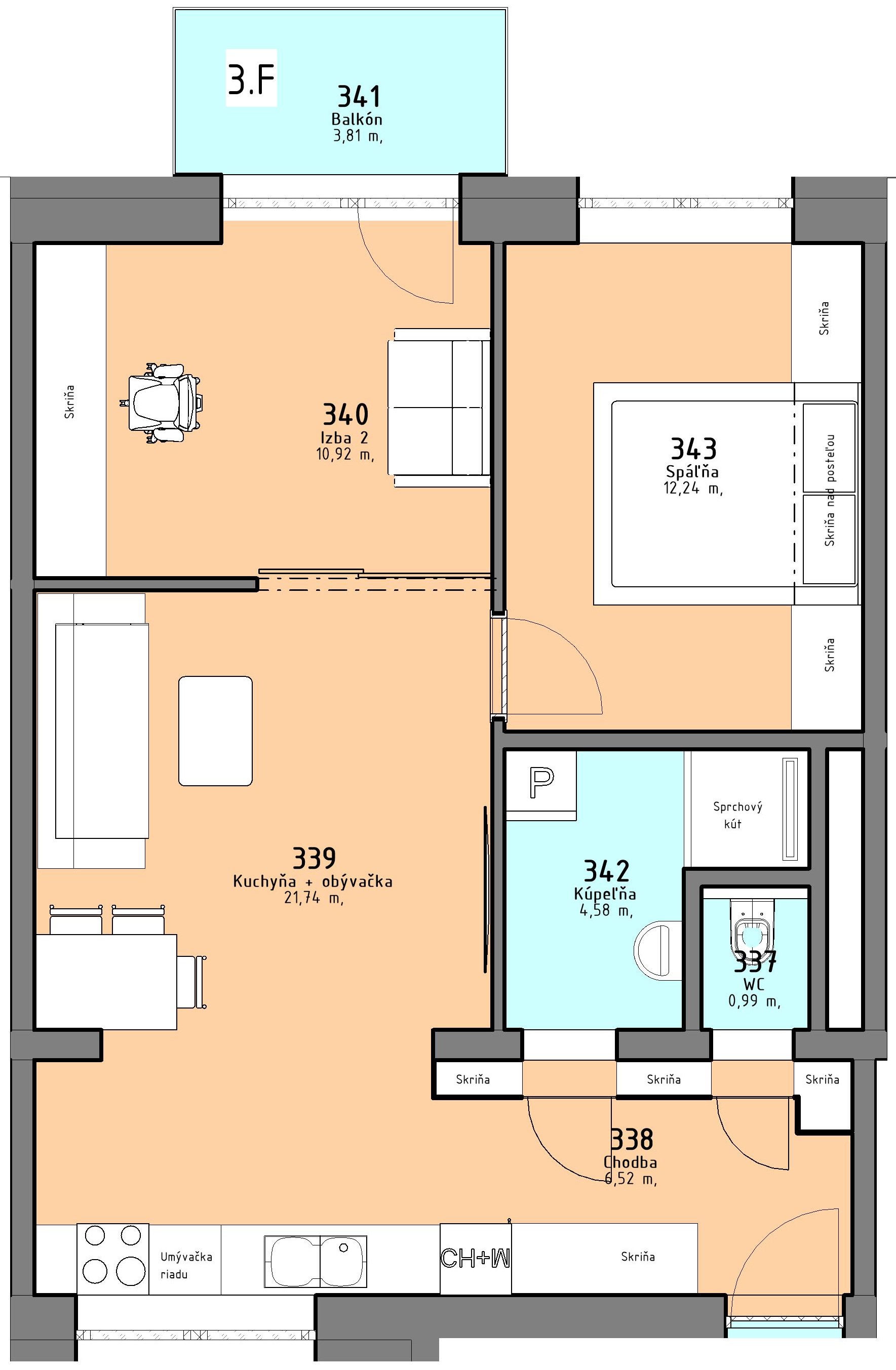 Rezidencia PARK - 3.F - Pôdorys