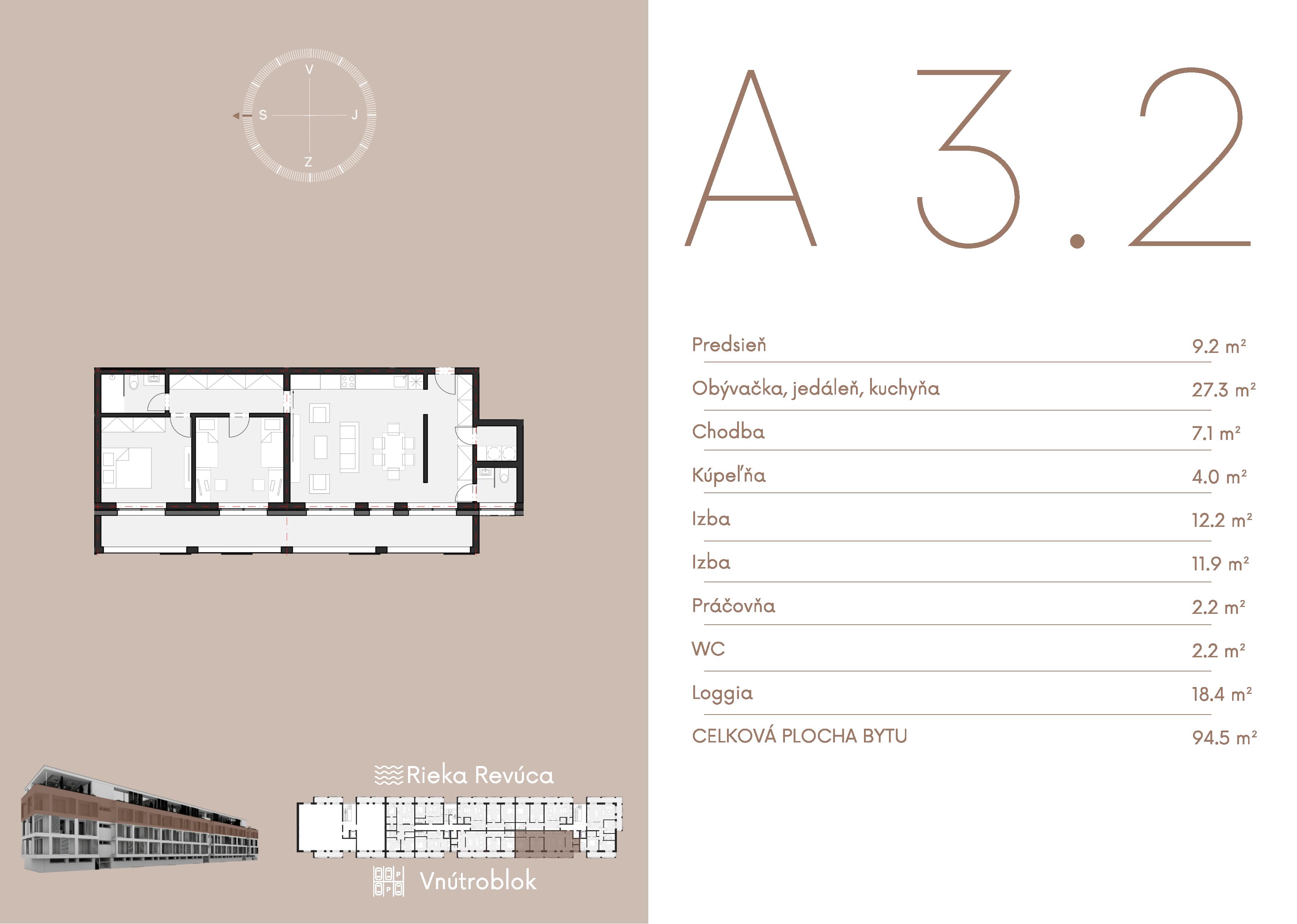 Byty Nina - A 3.2 - Pôdorys