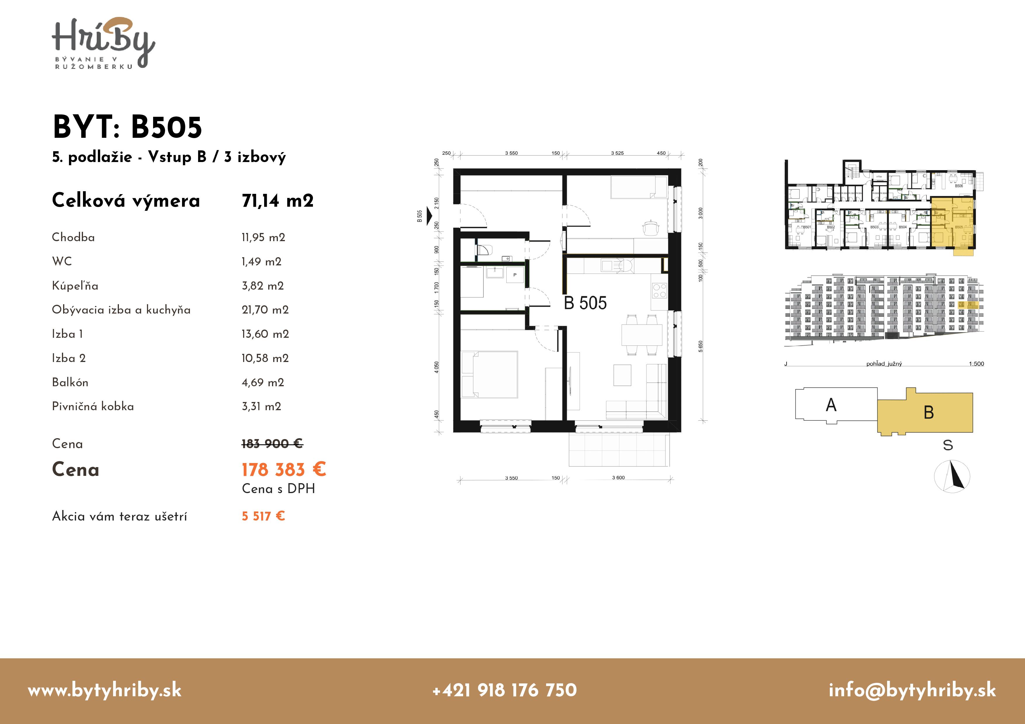 Hríby - B505 - Pôdorys