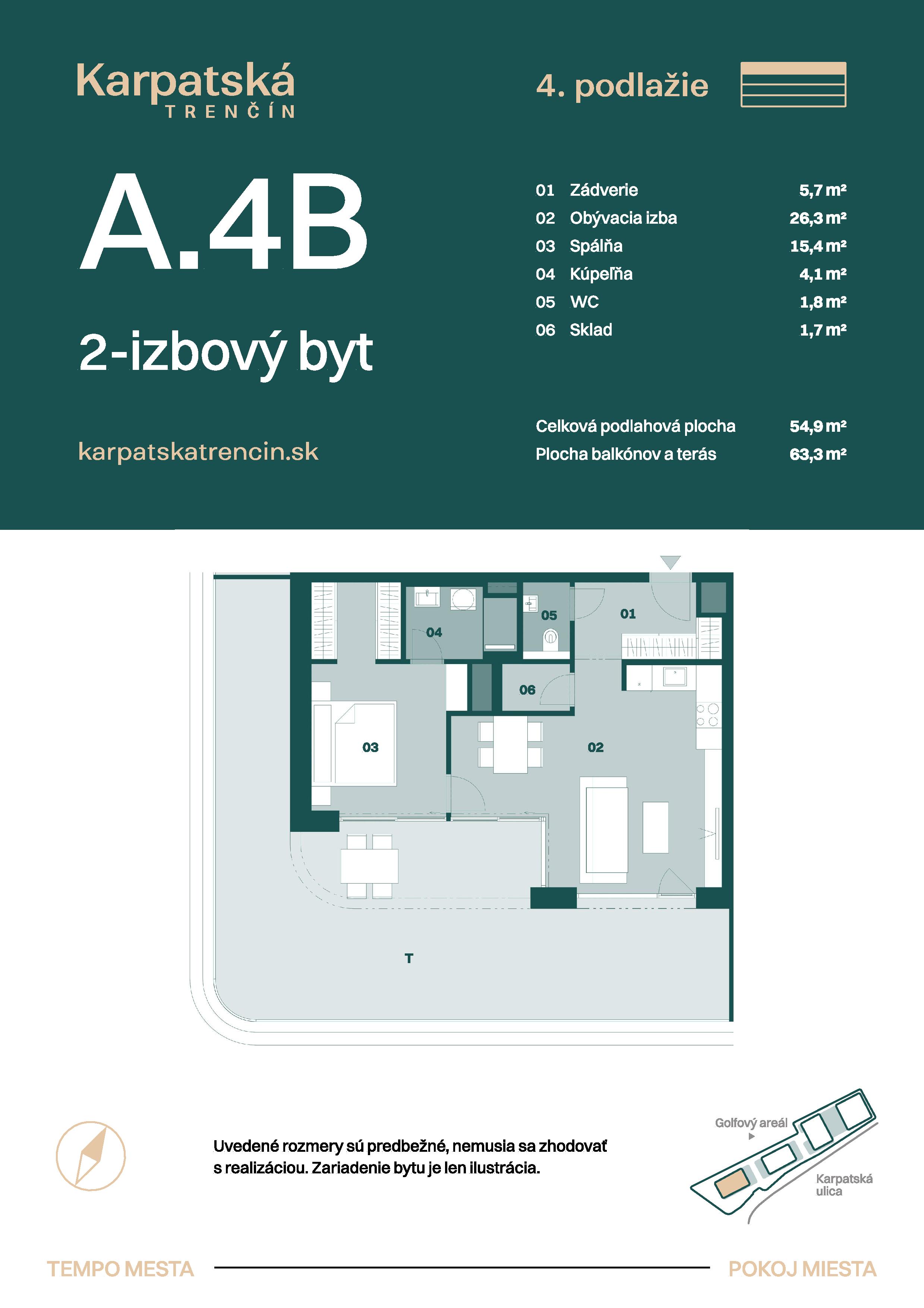Karpatská Trenčín - A.4B - Pôdorys