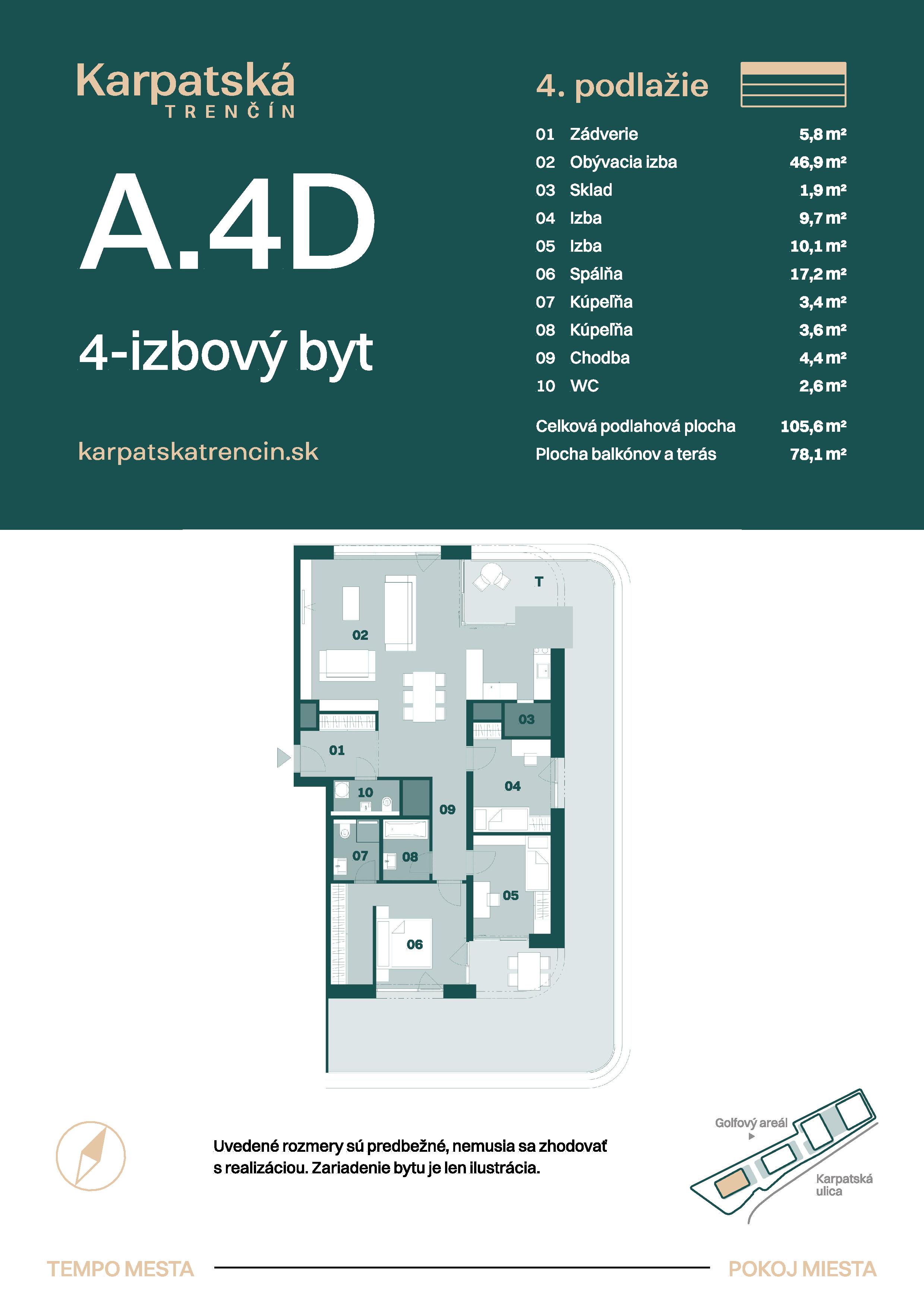 Karpatská Trenčín - A.4D - Pôdorys