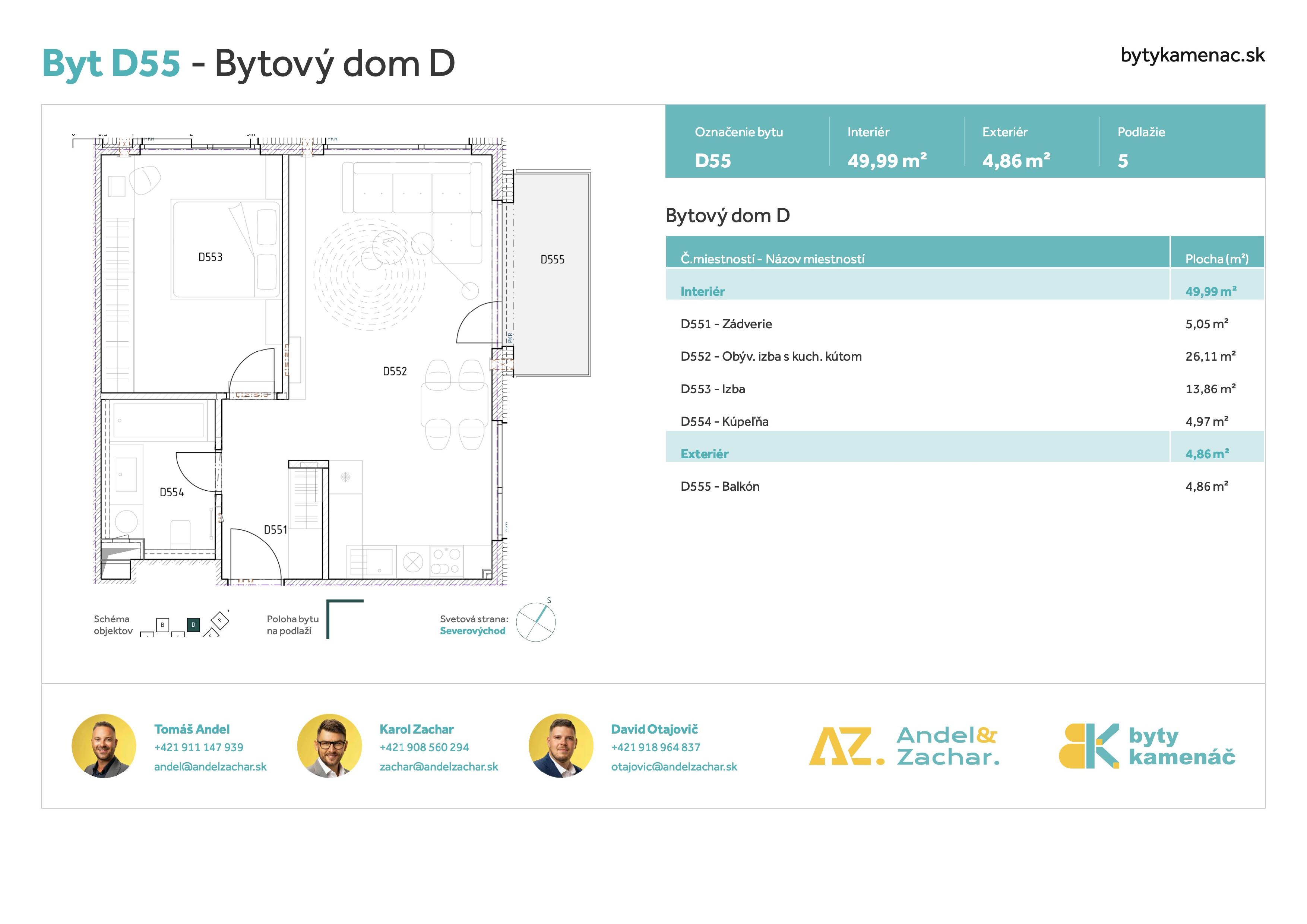 Byty Kamenáč - D55 - Pôdorys