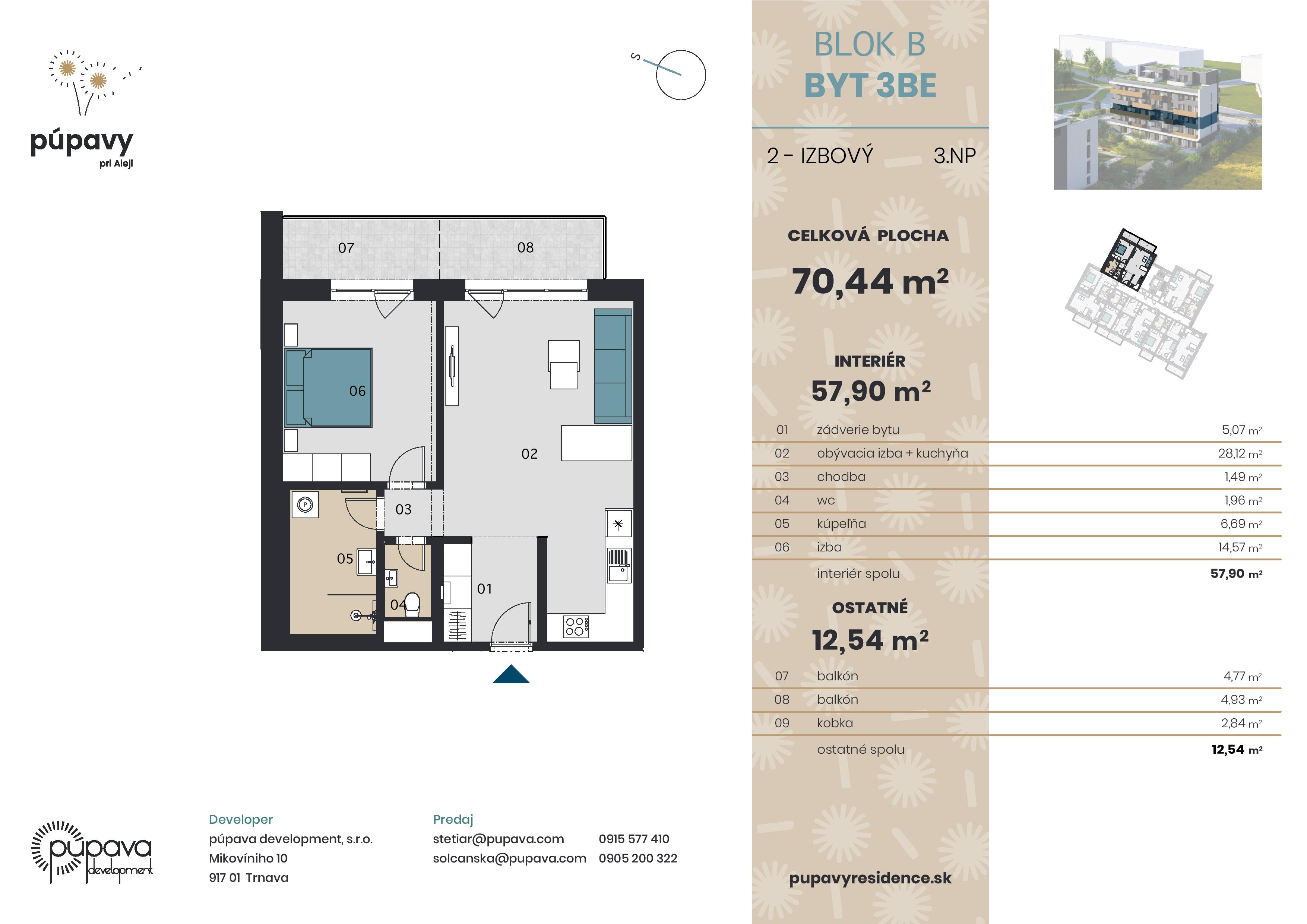 púpavy pri Aleji - 3BE - Pôdorys