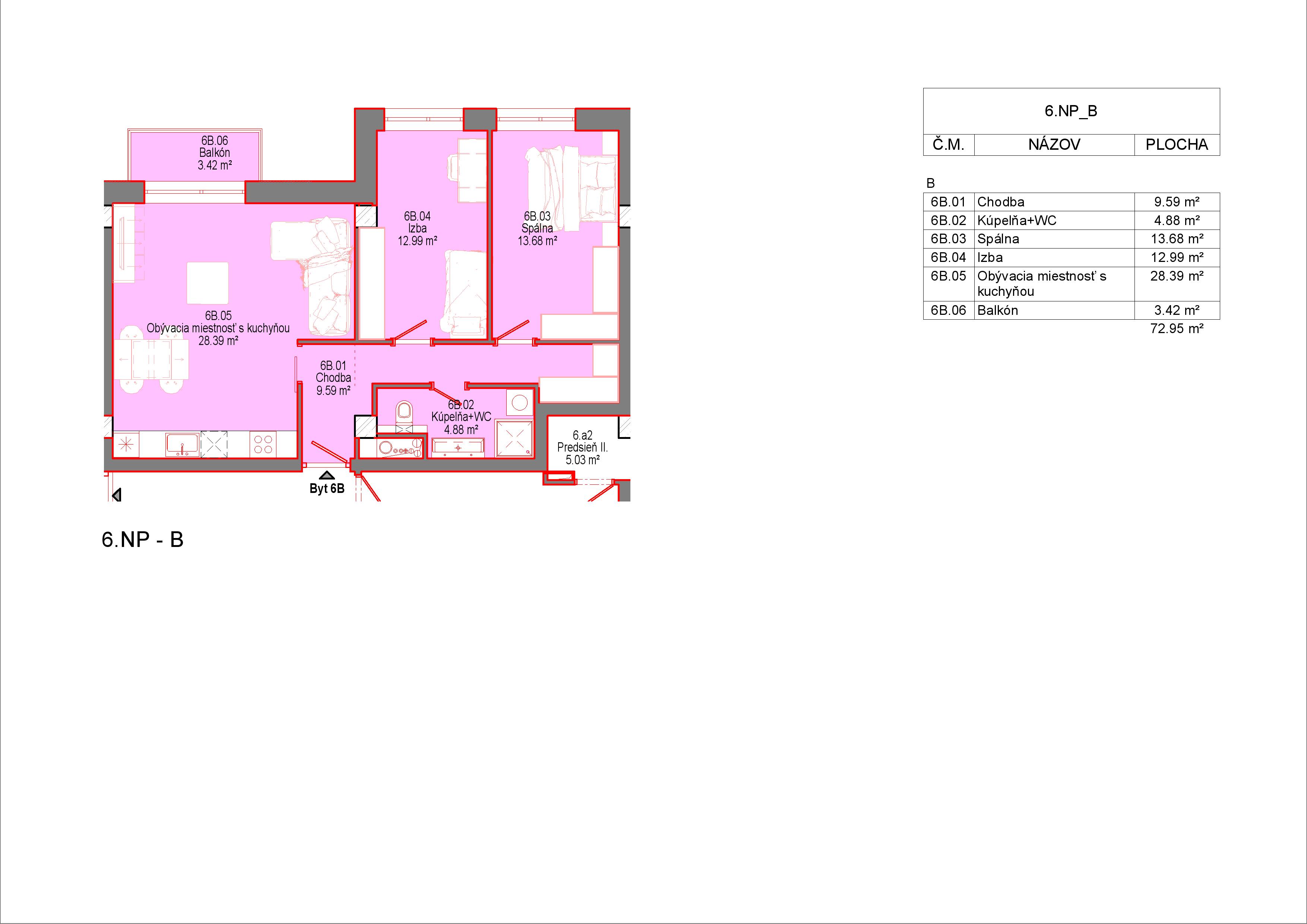 Trikota Vrbové - 6B - Pôdorys