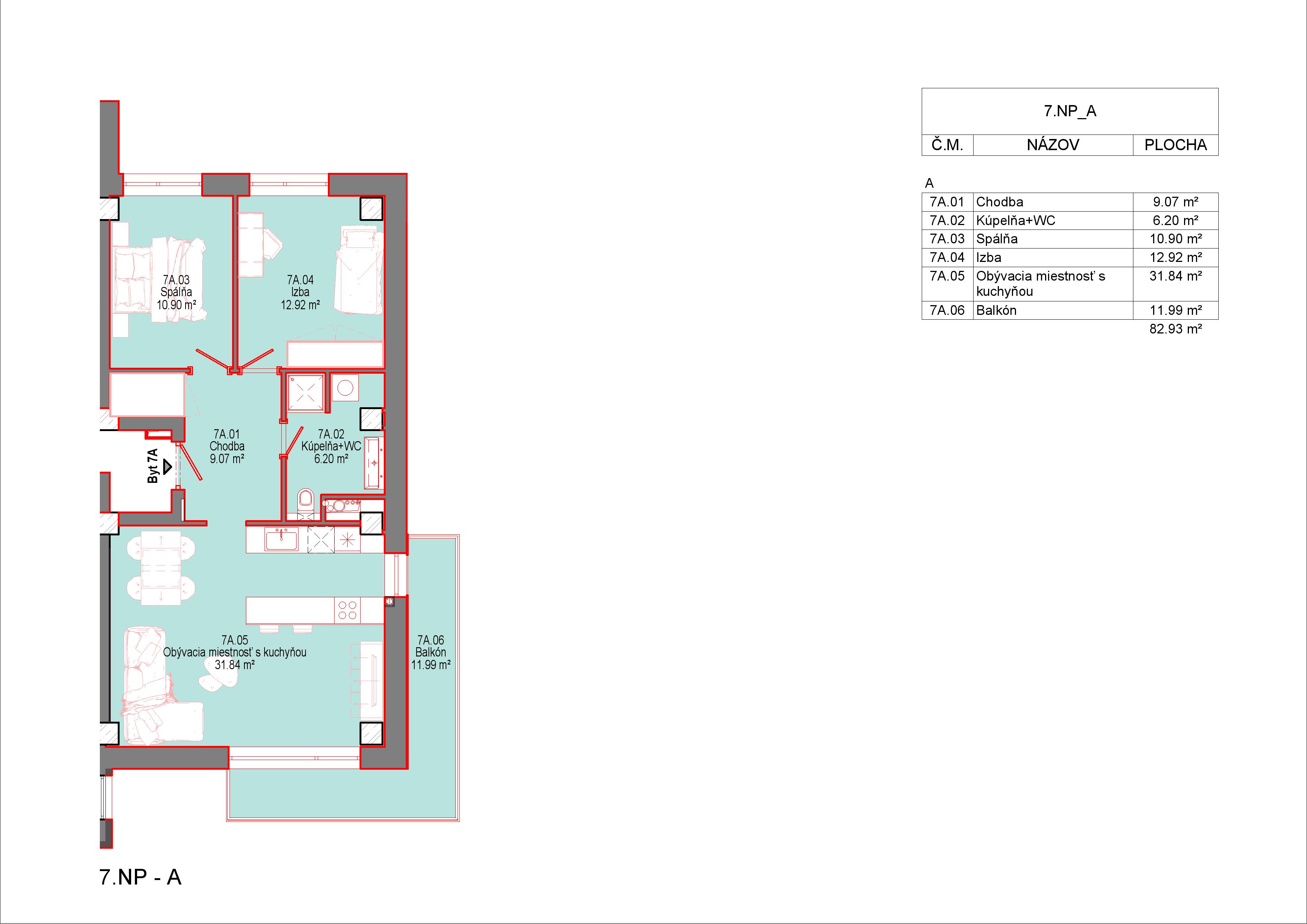 Trikota Vrbové - 7A - Pôdorys