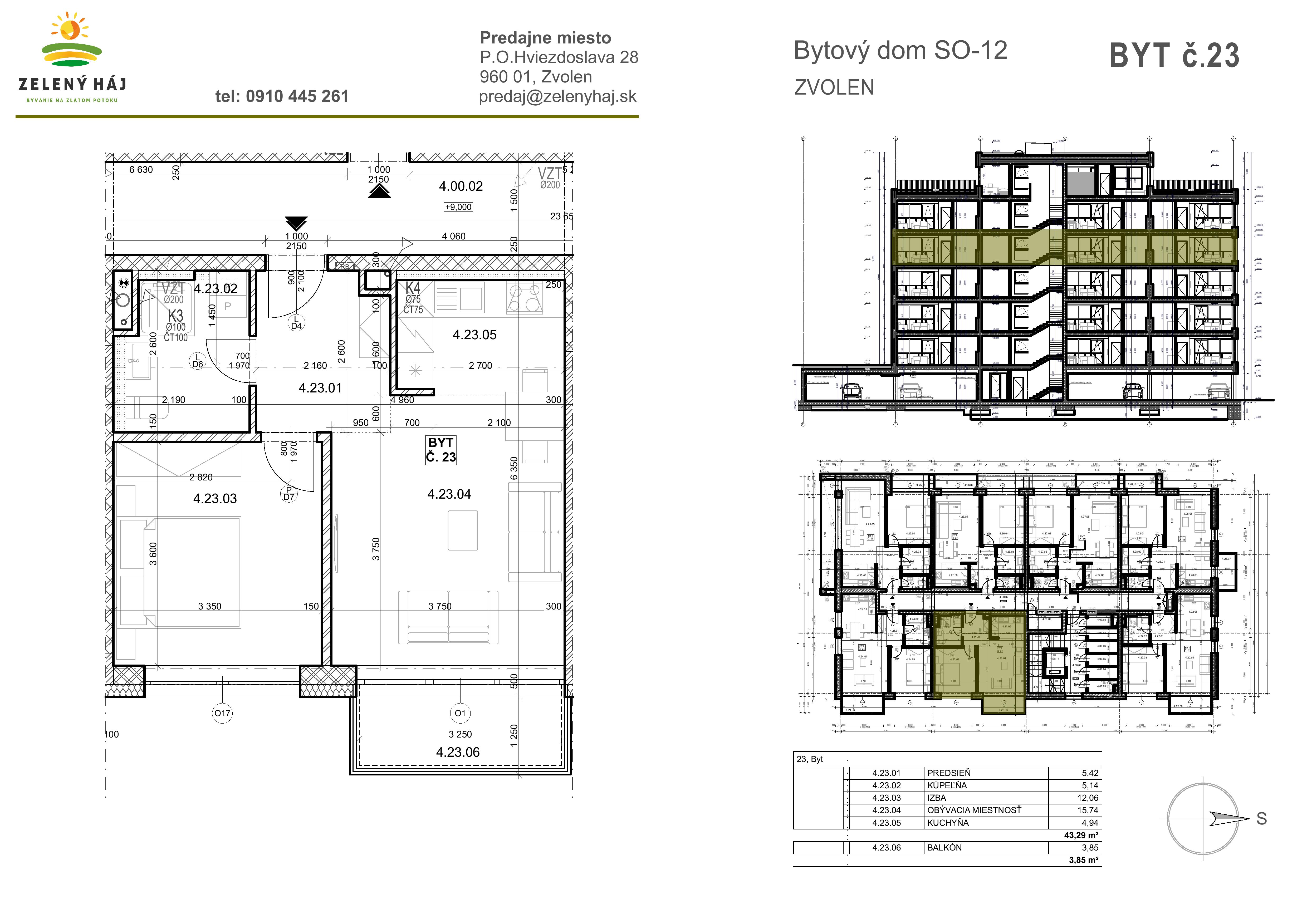 Zelený Háj - B23 - Pôdorys