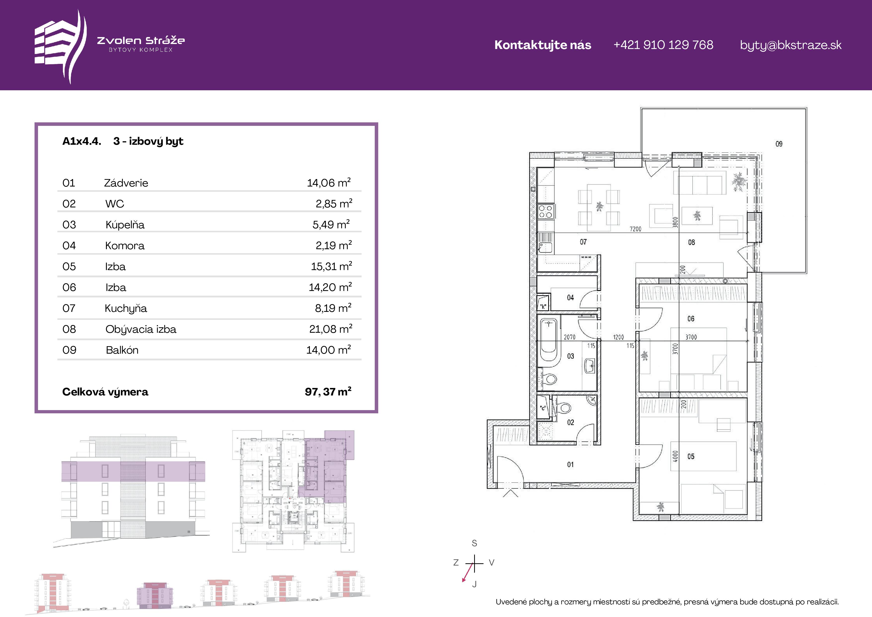 Zvolen stráže - 1 4 typ d - Pôdorys